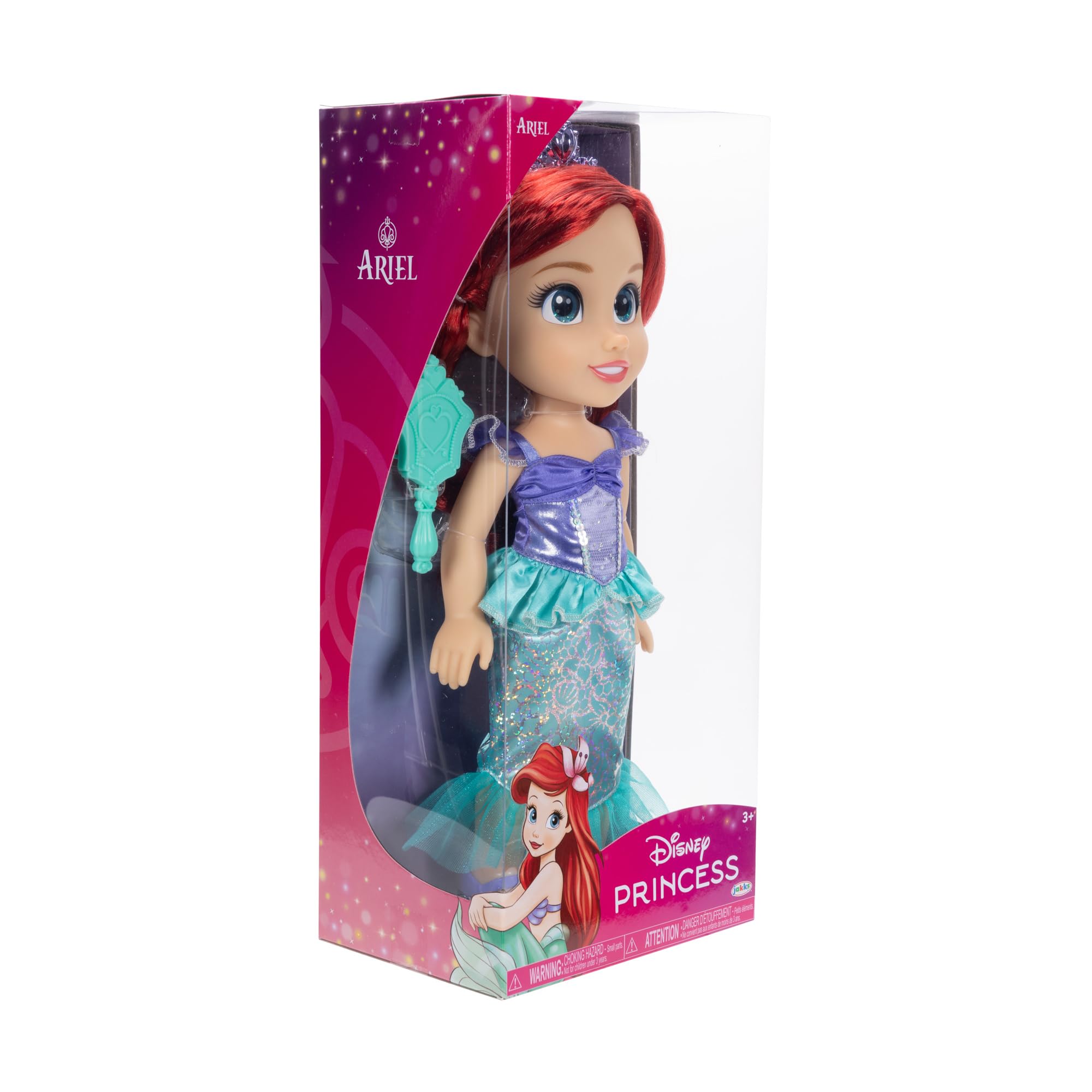 Disney Princess Ariel Doll - 14"/35cm Tall, Articulated, Platinum Holofoil Dress, Tiara, Shoes & Brush | Ages 3+ 5