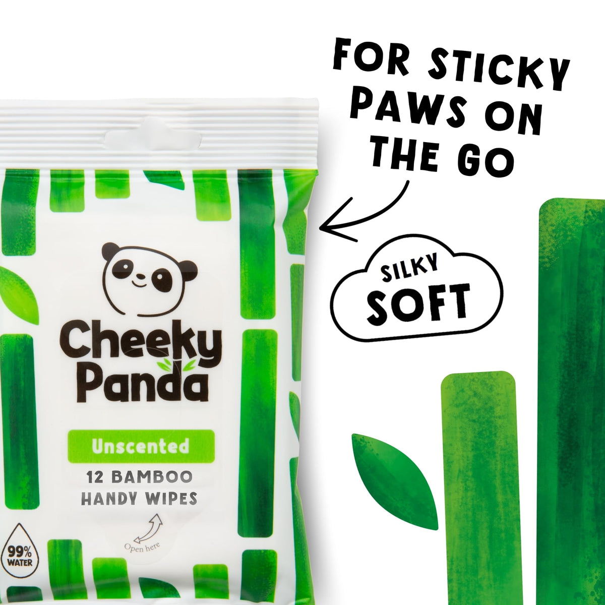 The Cheeky Panda Bamboo Hand Wipes - 12 Wipes, Pack of 3, Biodegradable