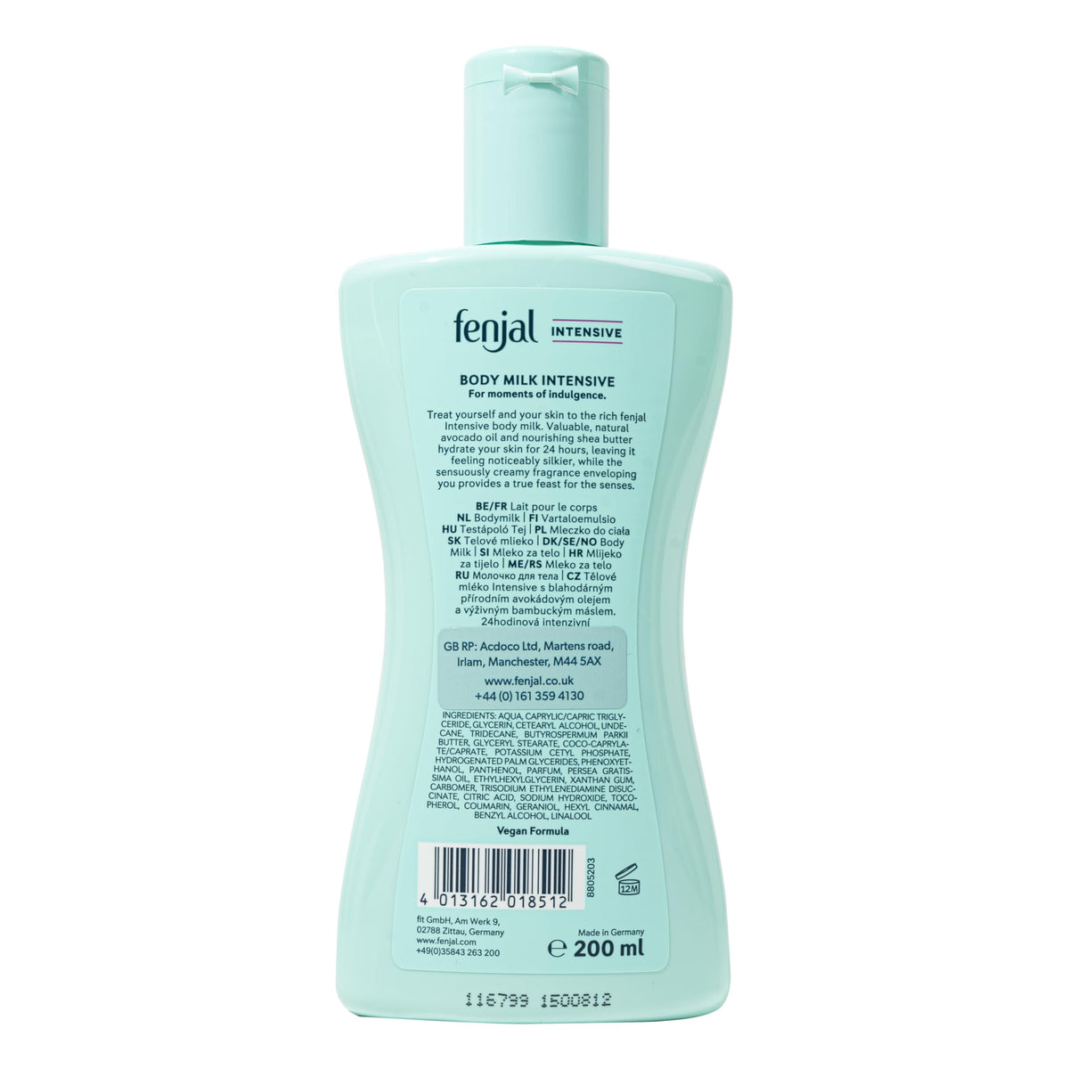 Fenjal Intensive Body Milk - Avocado Oil & Shea Butter, 200 ml