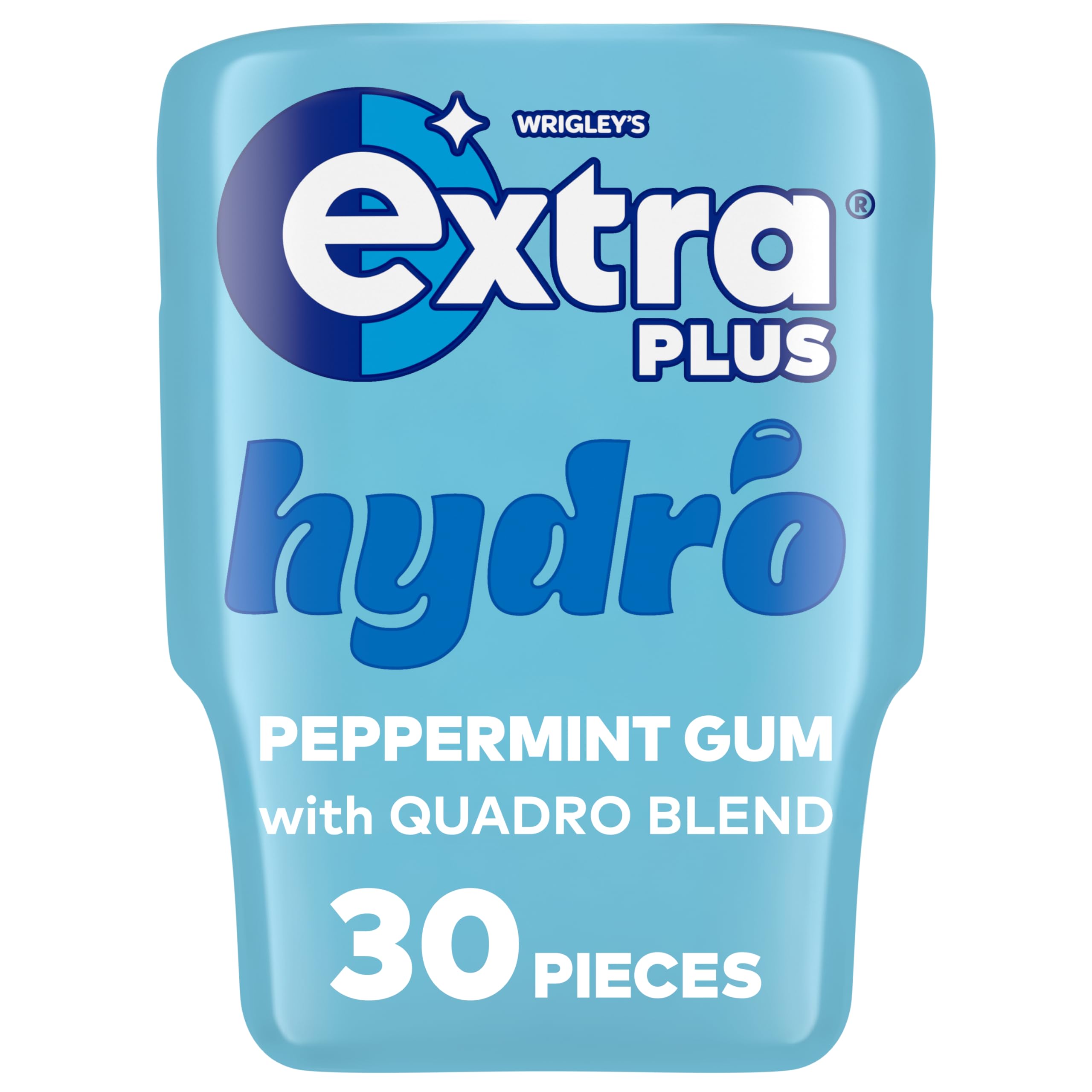 Extra Plus Hydro Spearmint Sugar Free Chewing Gum Bottle, 30 Pieces