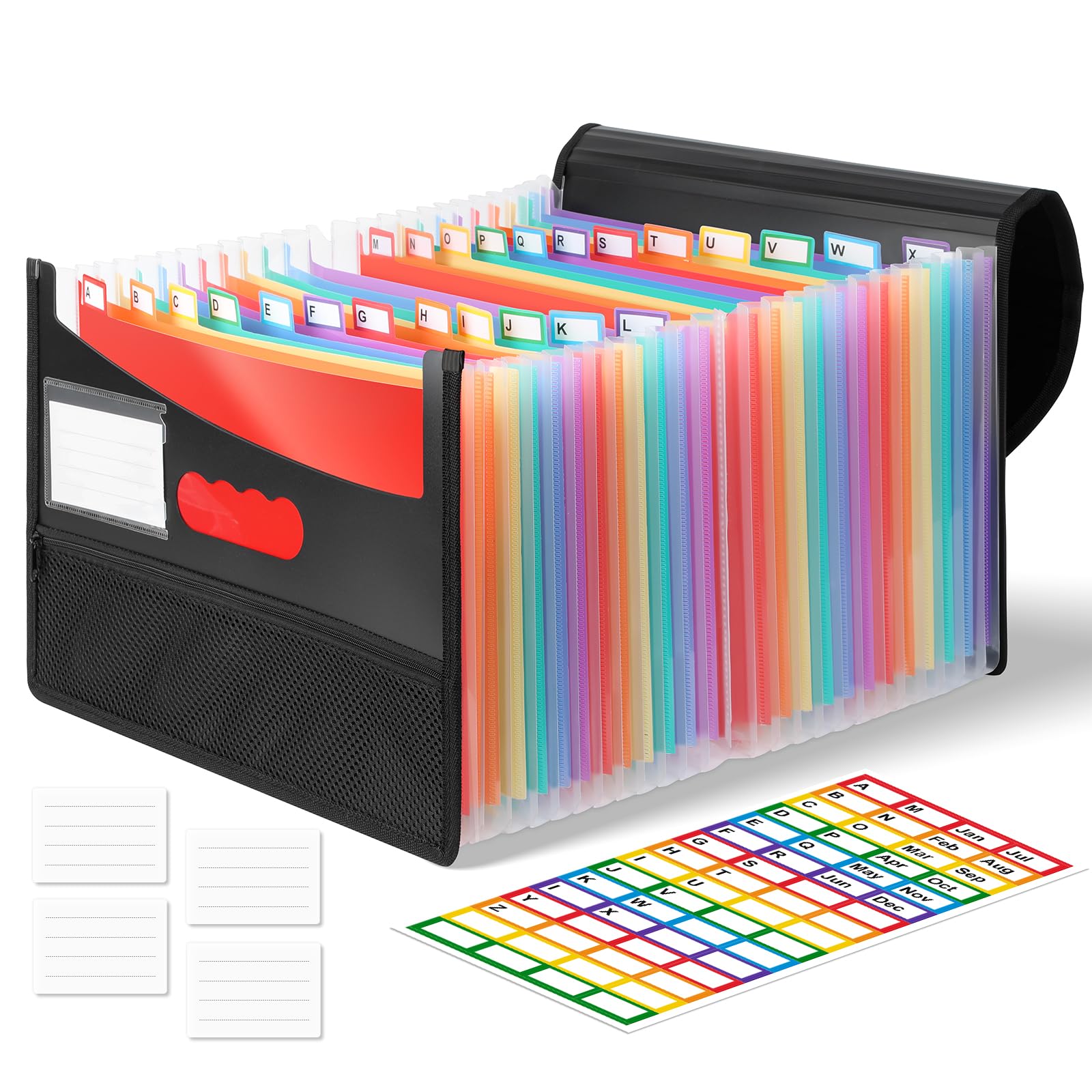 Euqvunn Expanding File Folder - 25-Pocket Accordion Organizer | A4 Size | Black PP