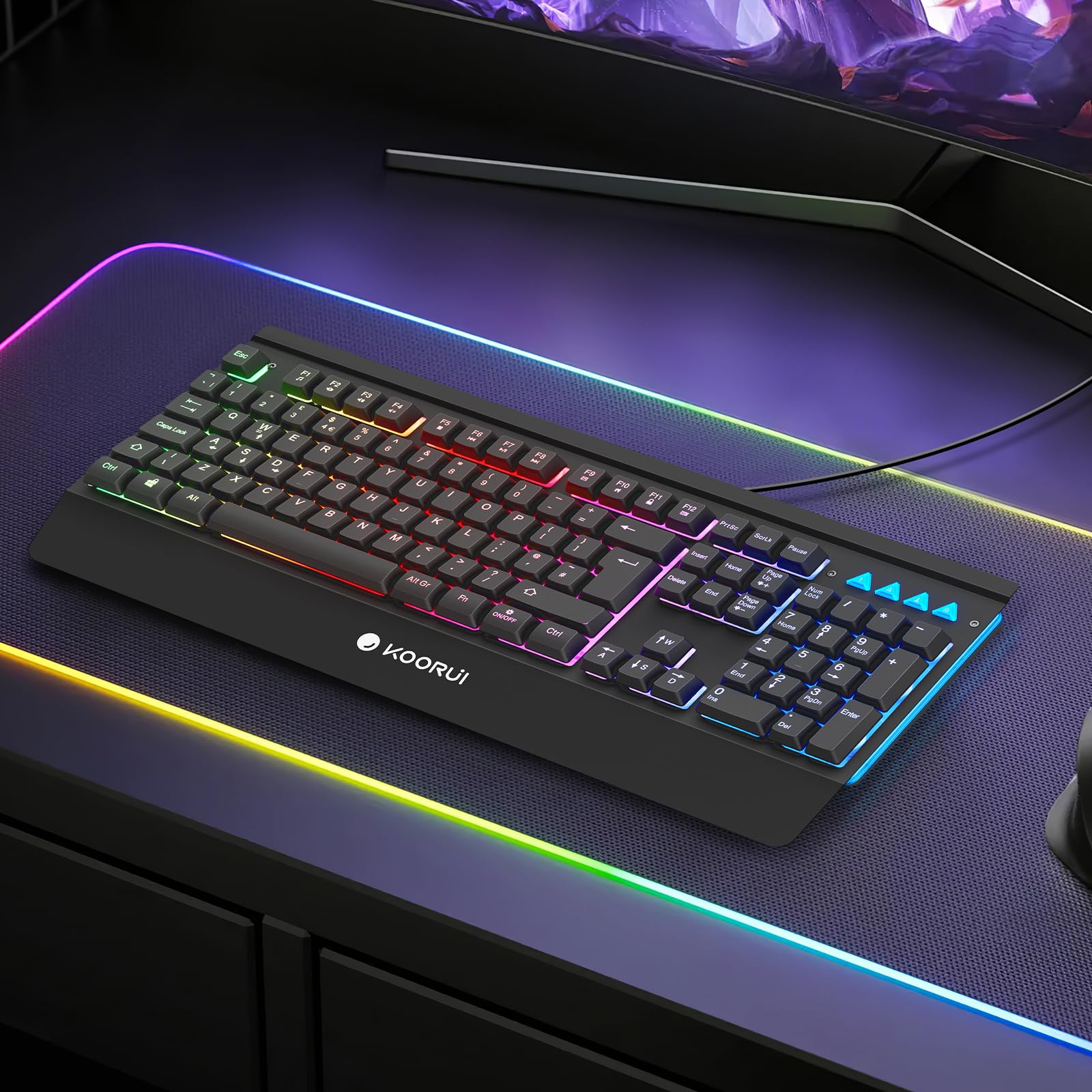 KOORUI Gaming Keyboard - Wired Mechanical Tactile Switch RGB Backlit 104-Key PC & Mac 3