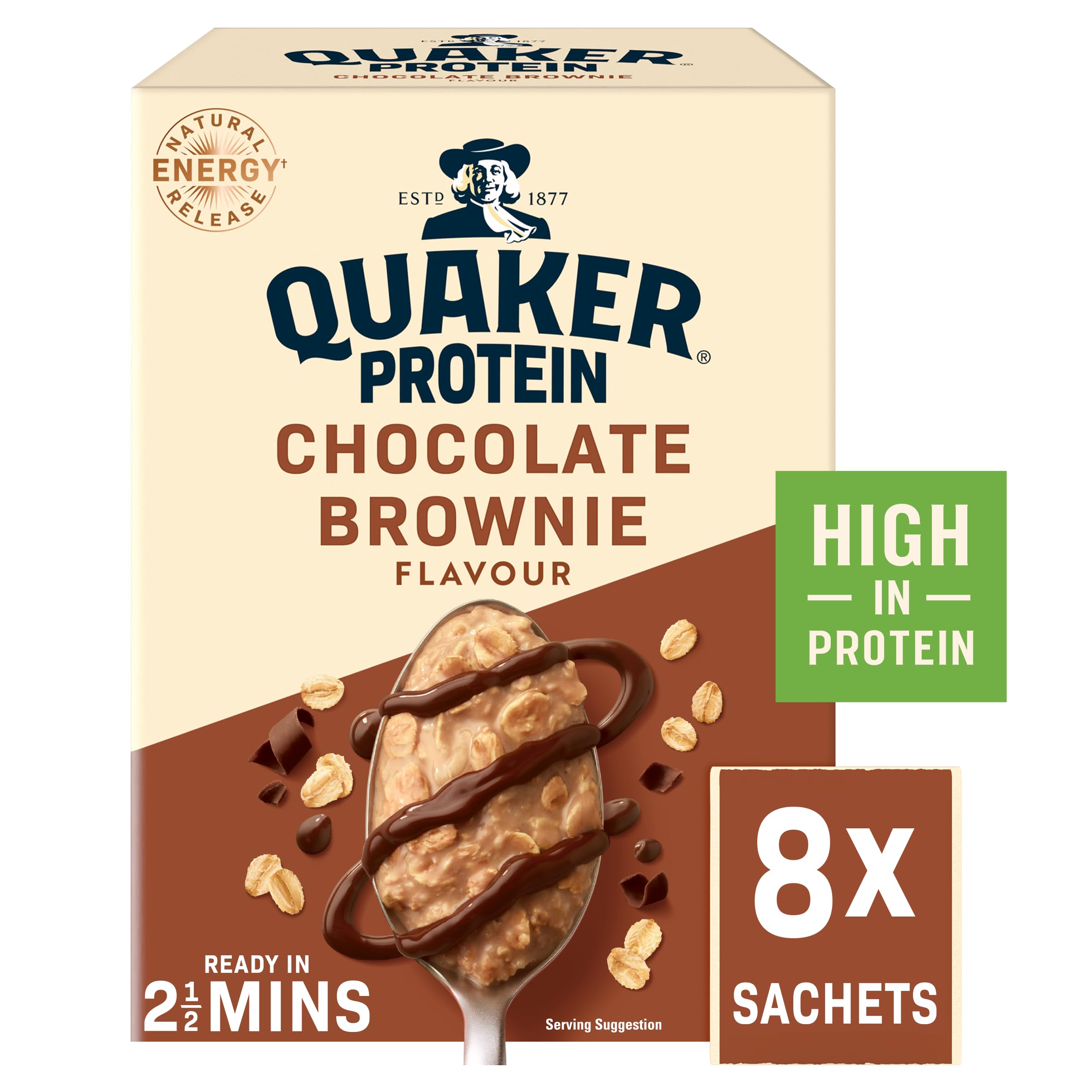 Quaker High Protein Chocolate Brownie Porridge Sachets - 9g Protein Per Sachet | 100% Wholegrain | Ready in 2.5 Minutes 2