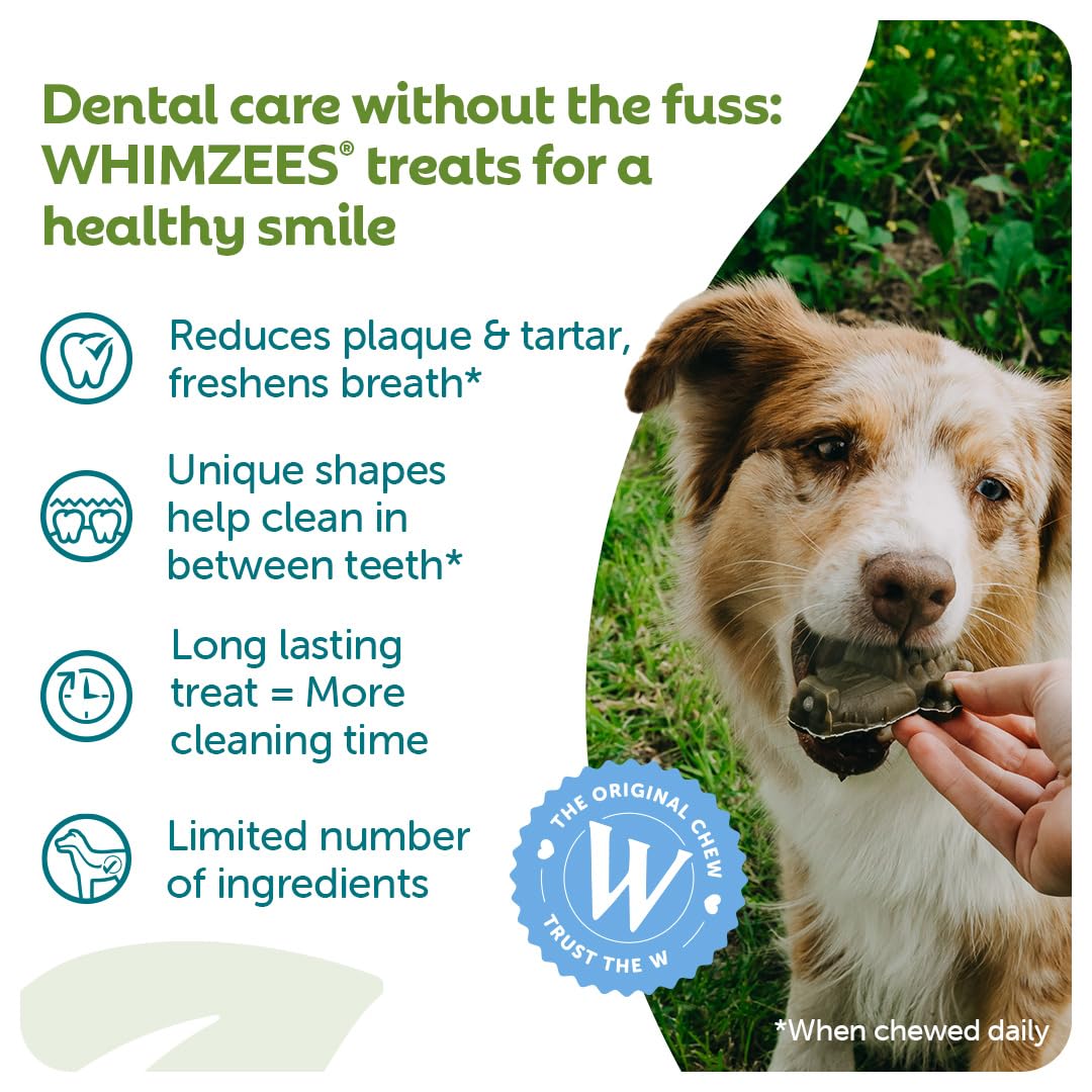 WHIMZEES By Wellness Alligator Dental Sticks - Natural, Grain-Free Chews for Medium Dogs (12 Count)