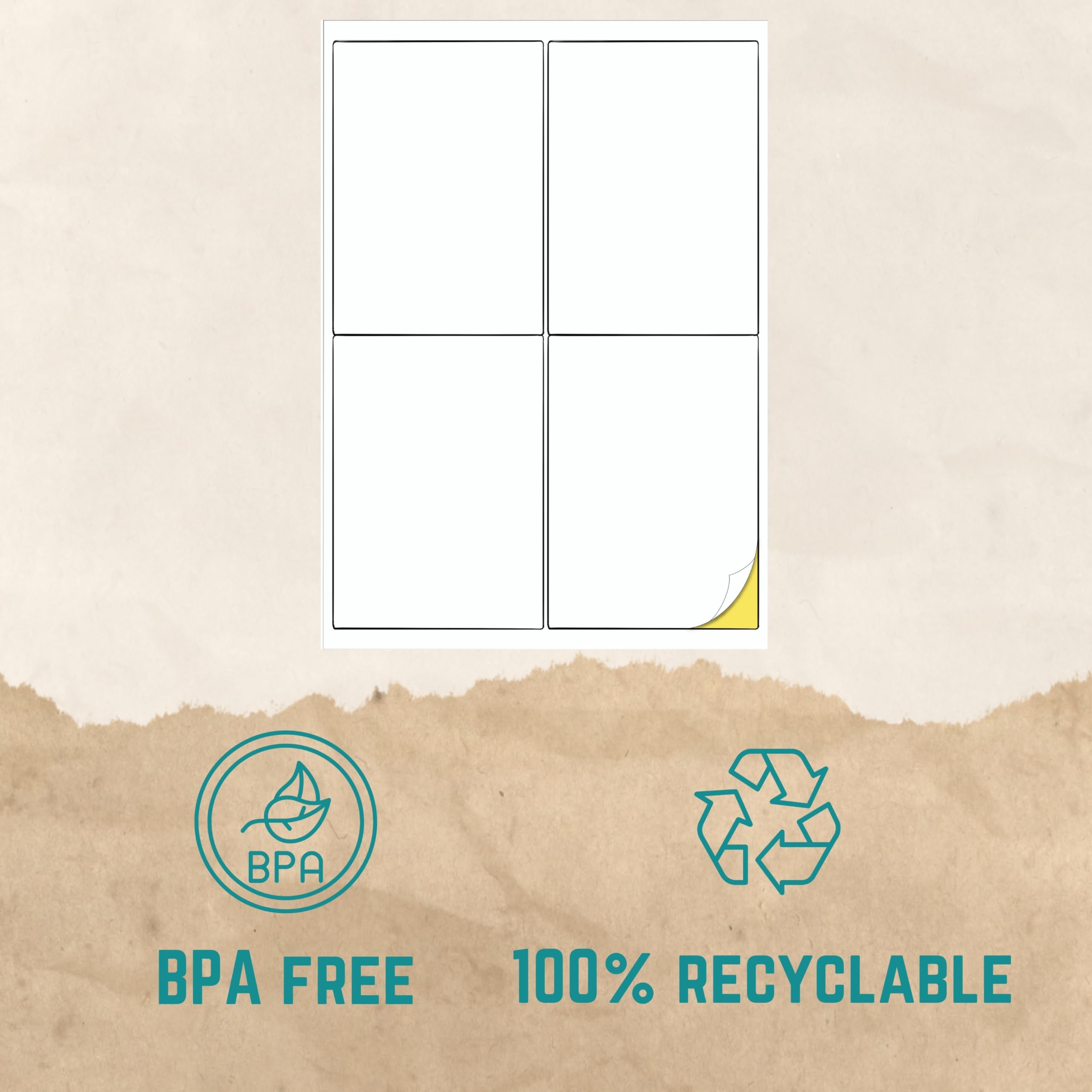 Double Dragon A4 Self-Adhesive Printer Labels - 4 Per Sheet, Matte White, 400 Labels Total 4