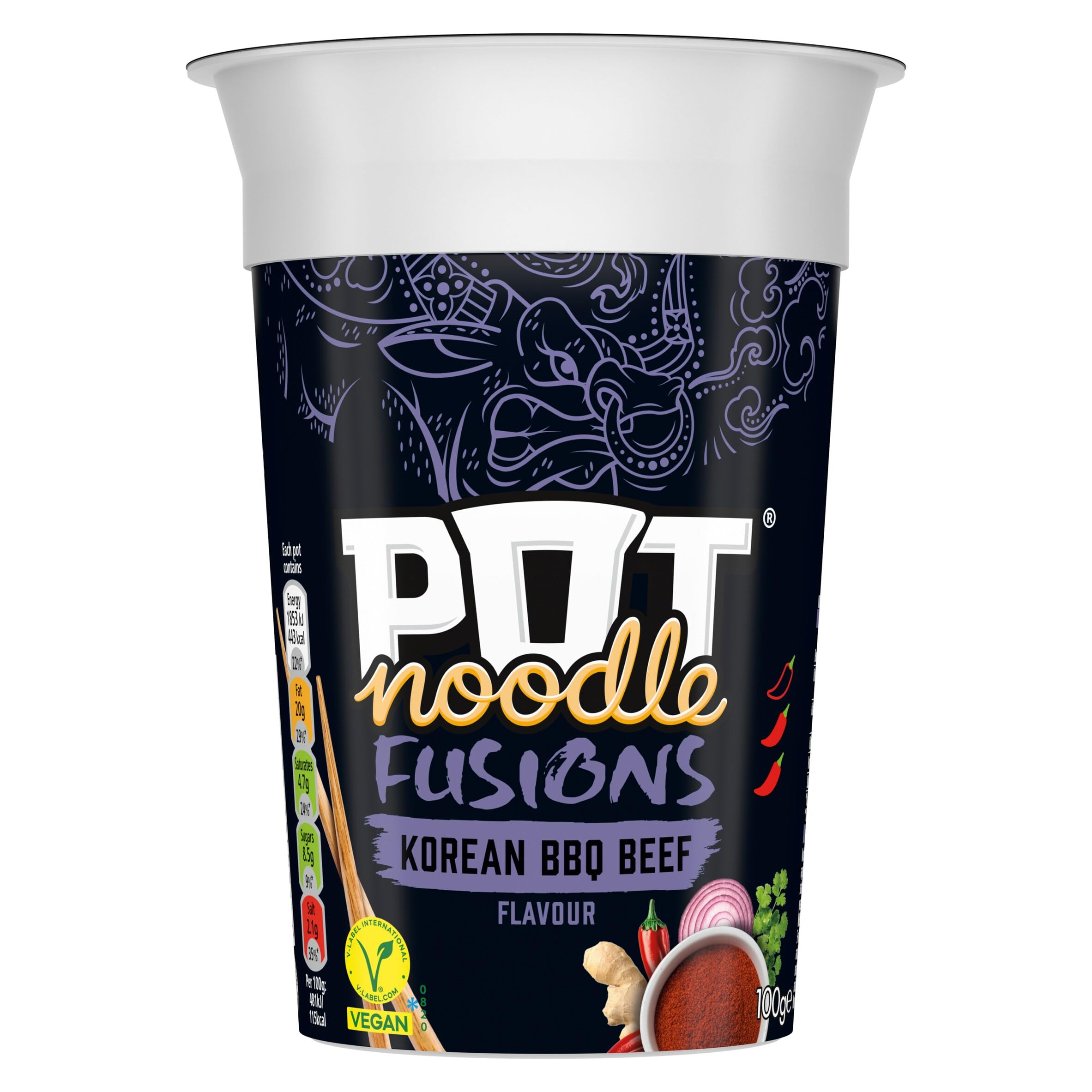 Pot Noodle Fusions Korean BBQ Beef Instant Noodles | Vegan Friendly | No MSG