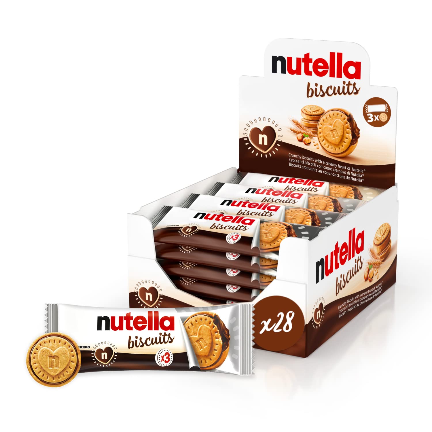 Nutella Chocolate Biscuits, Crunchy Golden Biscuit Snack with Hazelnut Cocoa Filling, 3x28 Packs 6