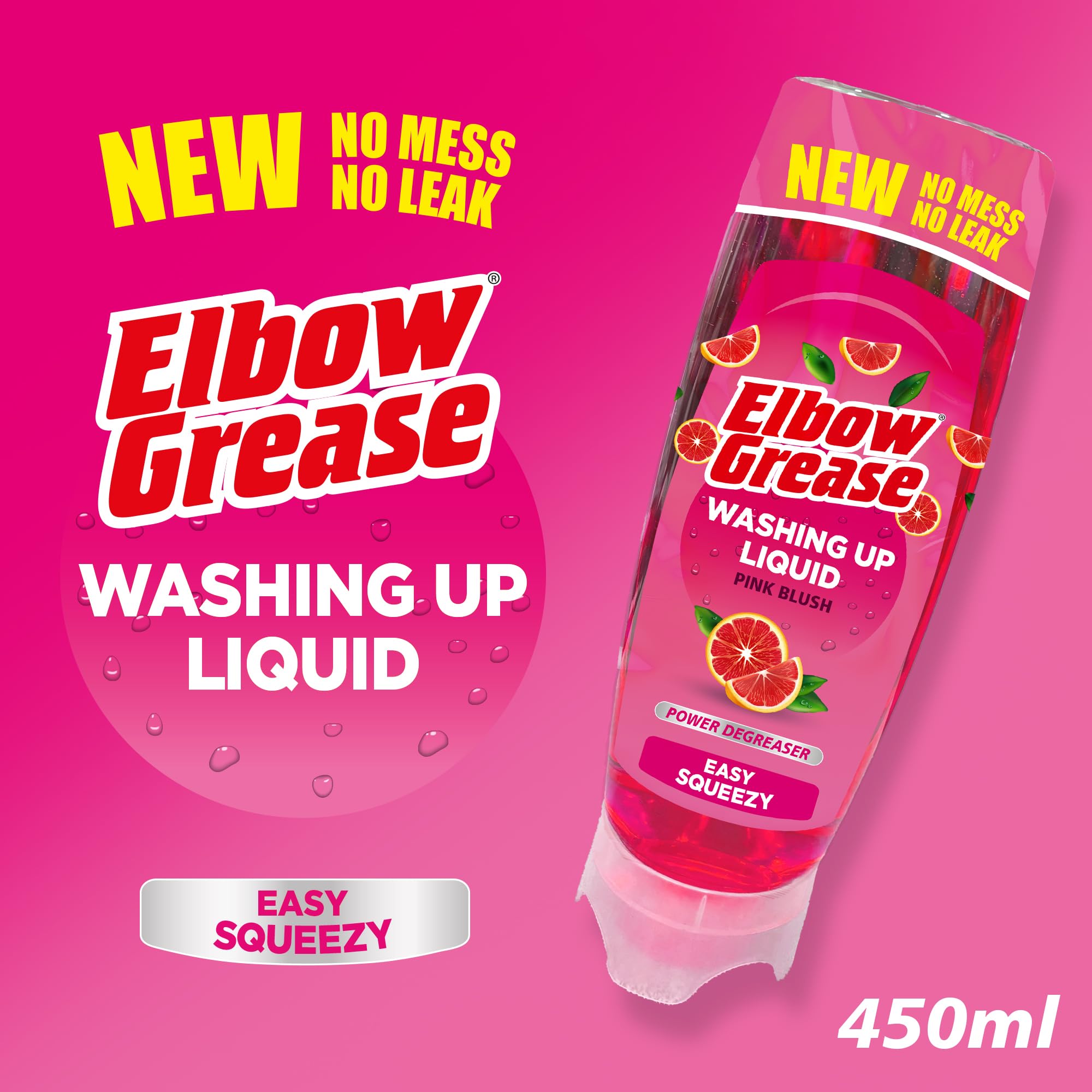 Elbow Grease Washing-Up Liquid - Powerful Degreaser | Stand Up Bottle | 450 ml Grapefruit 2