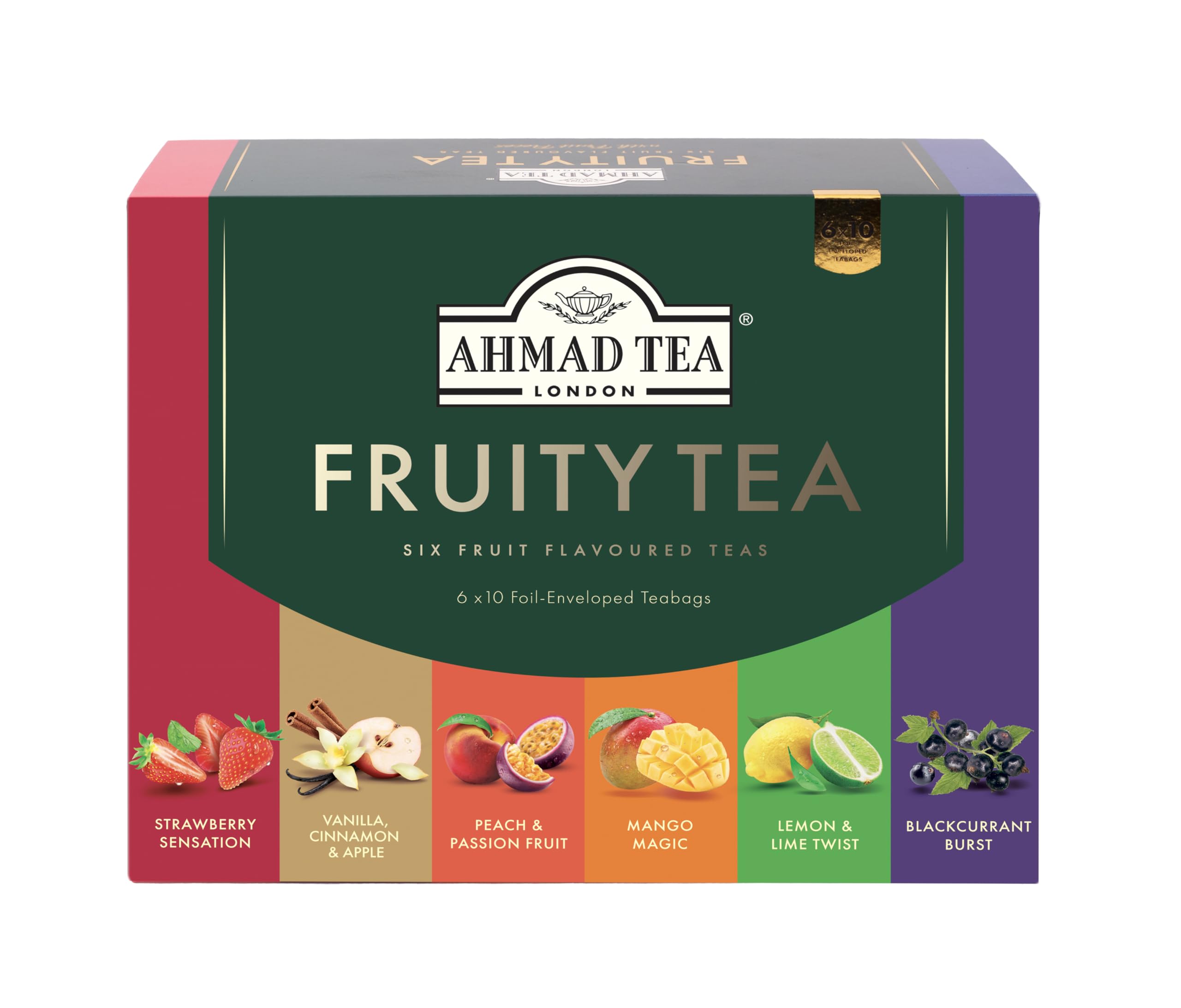 Ahmad Tea Fruit Tea Selection Pack - 6 Blends, 60 Teabags, Real Fruit Pieces 1