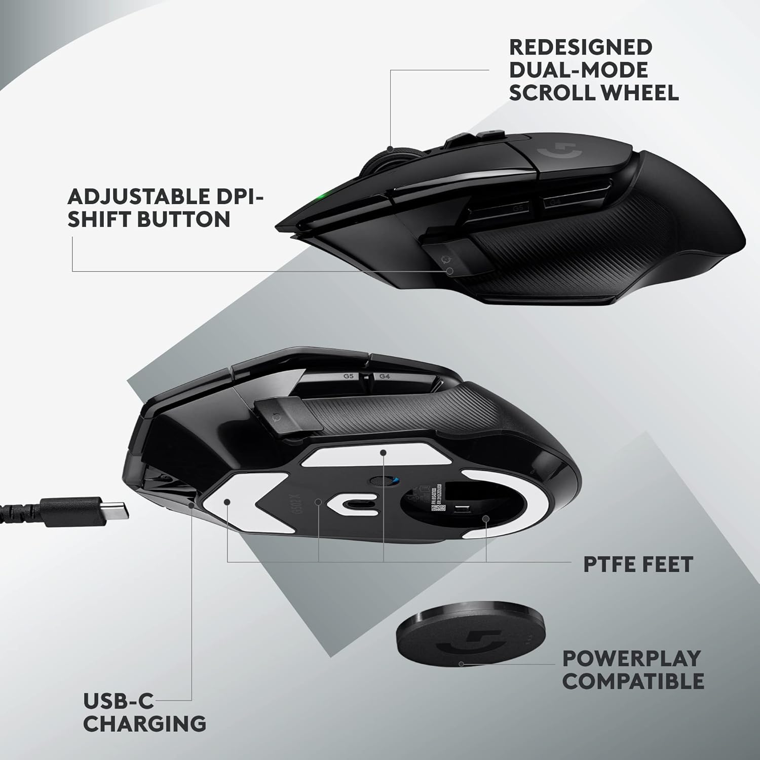 Logitech G G502 X LIGHTSPEED Wireless Gaming Mouse - Black 6