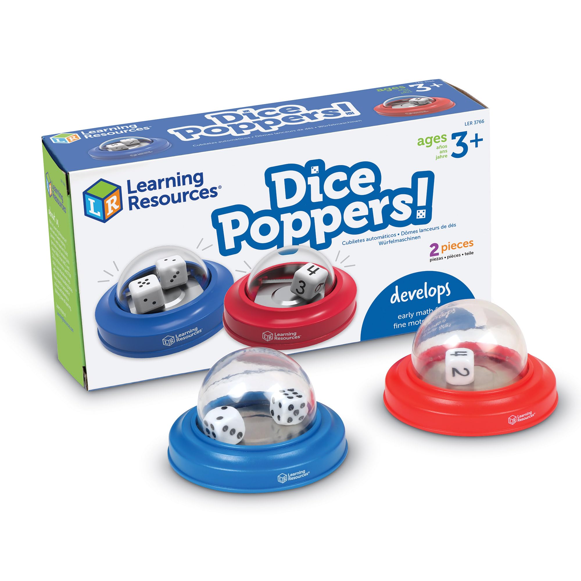 Learning Resources Dice Poppers Set (2 Pack) - Fun Dice Rolling for Early Math Skills