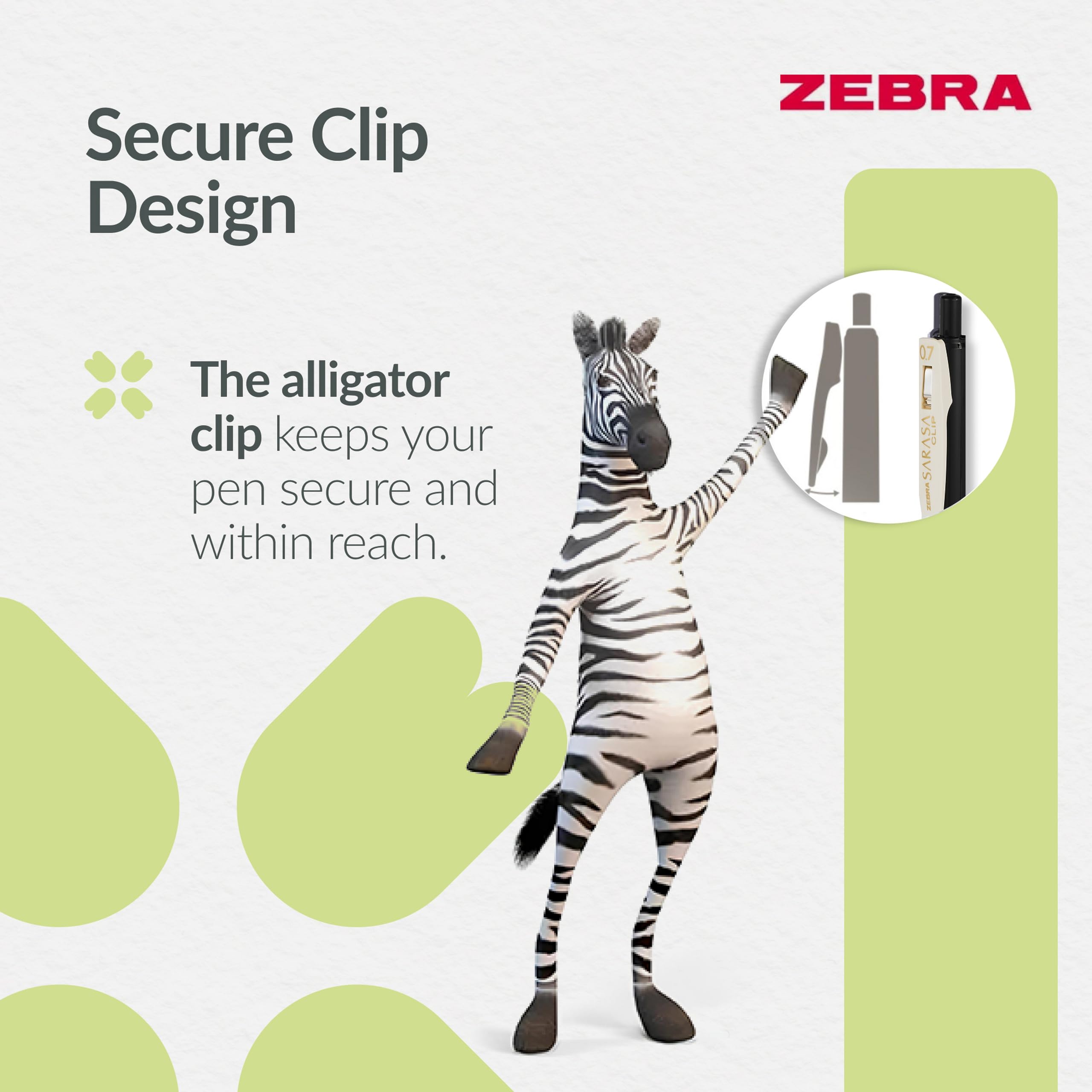Zebra Pen SARASA CLIP Gel Pen - 0.7mm Medium Point, Vintage Black Ink, Retractable, 2 Pack 4