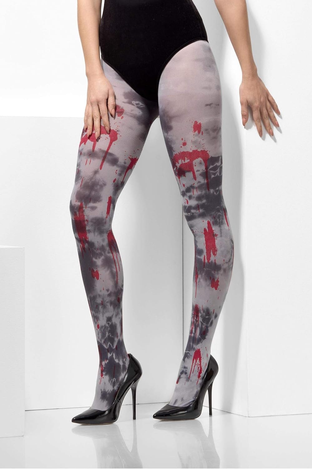 Smiffys Opaque Tights - Zombie Dirt with Blood Splatter 1