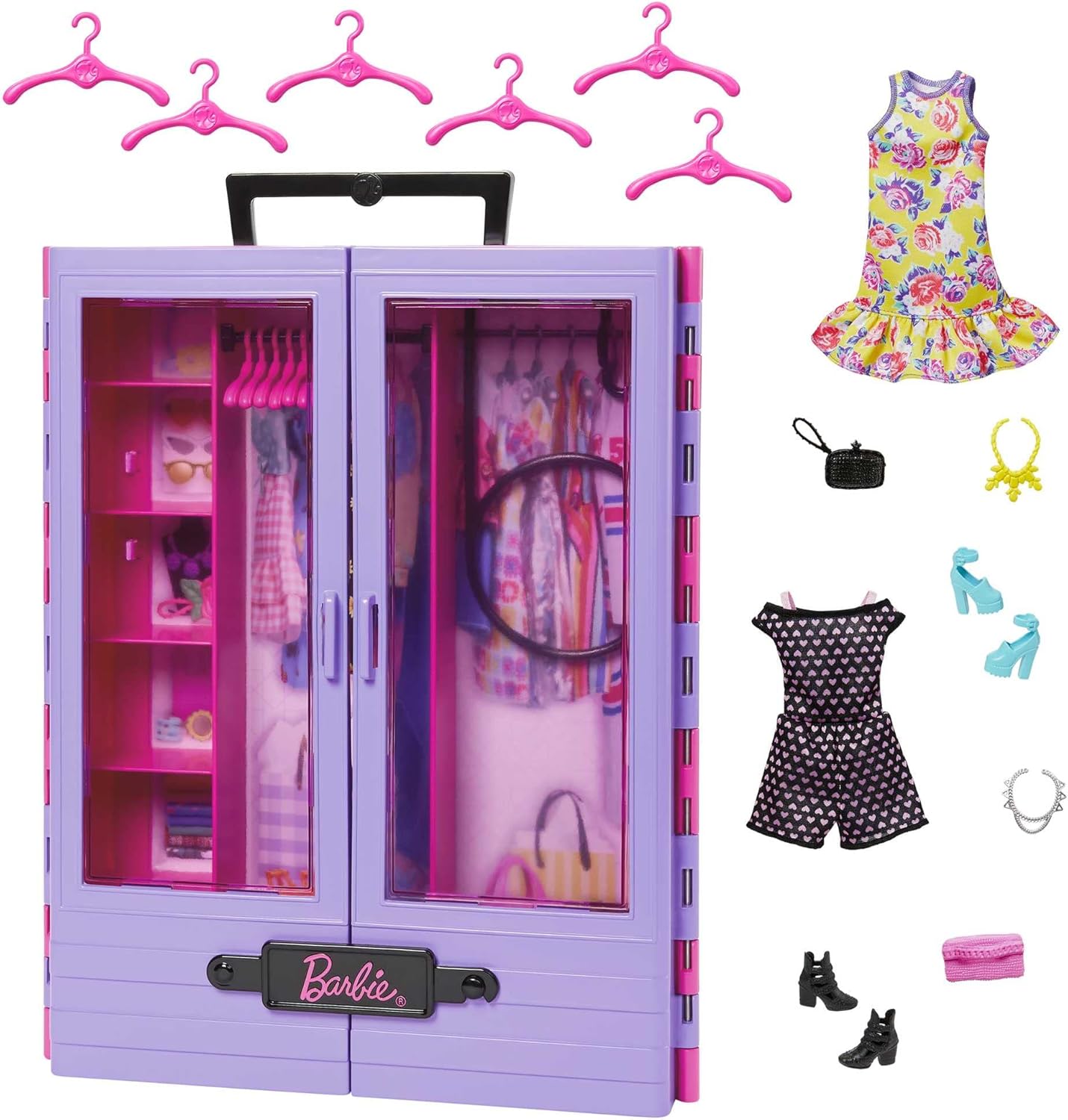 Barbie Fashionistas Ultimate Closet Playset - Portable Doll Closet with Translucent Doors & 6 Hangers 1