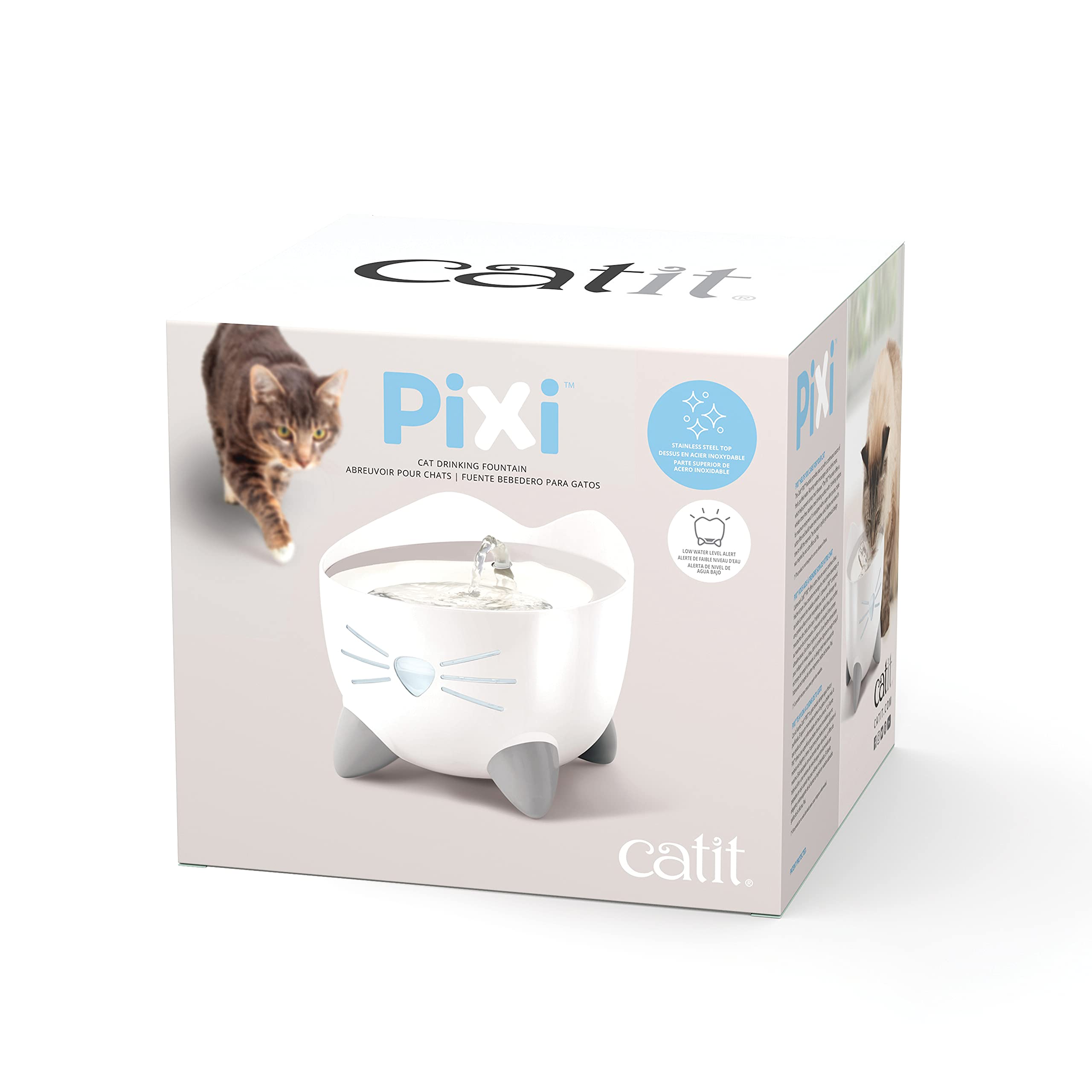 Catit PIXI Stainless Steel Automatic Drinking Water Fountain for Cats | Triple Action Filtration