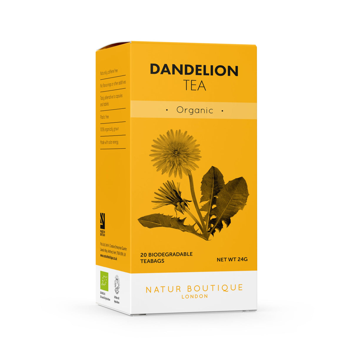 Natur Boutique Organic Dandelion Tea - 20 Biodegradable Teabags