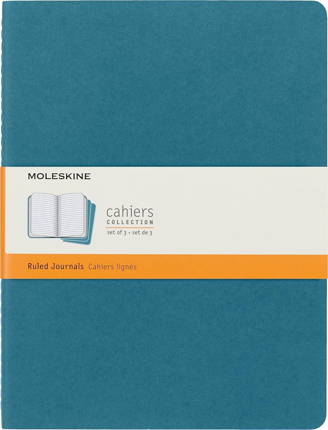 Moleskine Cahier Journal - Set of 3 Notebooks | Ruled Pages | Brisk Blue | X-Large
