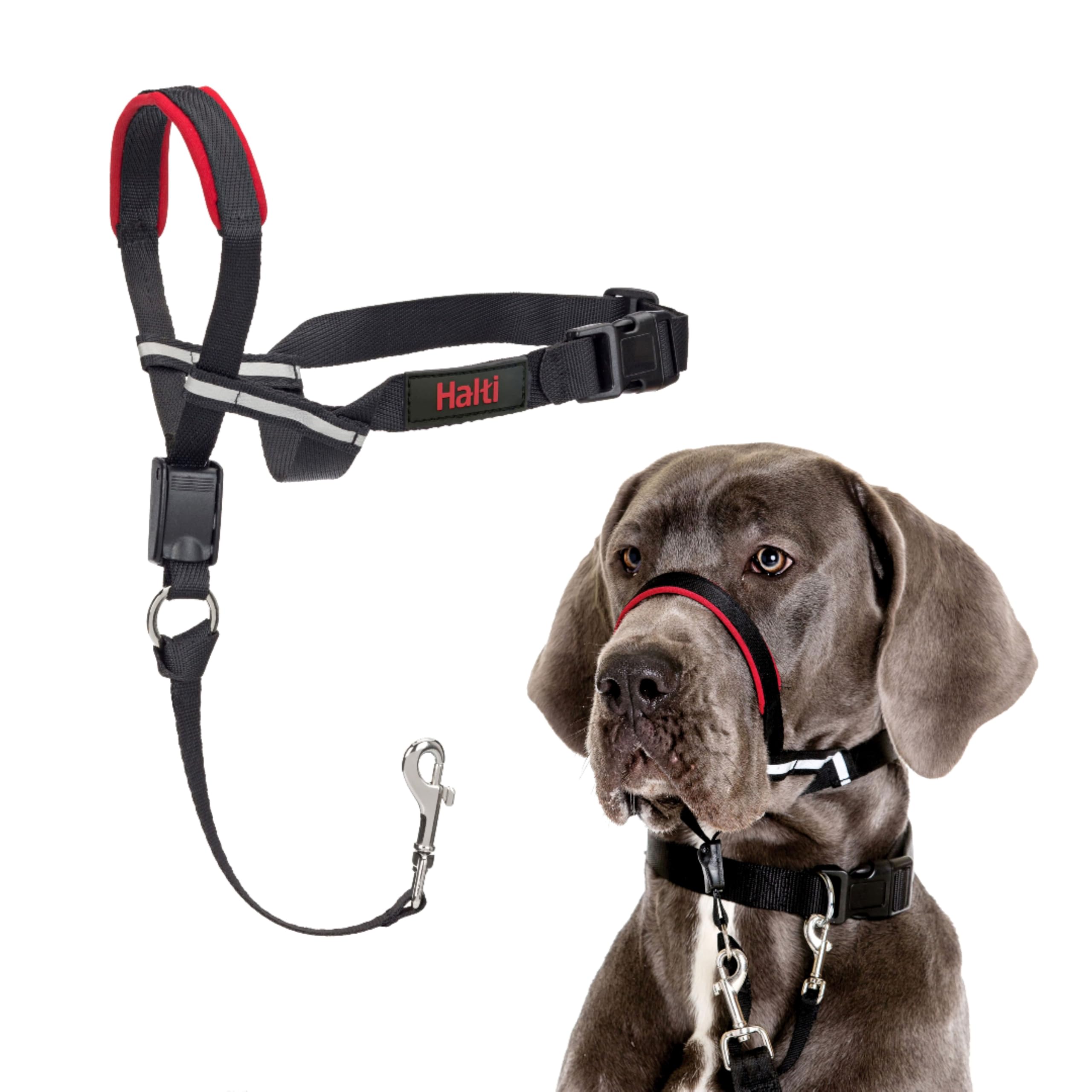 Halti Optifit Headcollar - Stops Pulling, Adjustable Fit | Size Large, Black