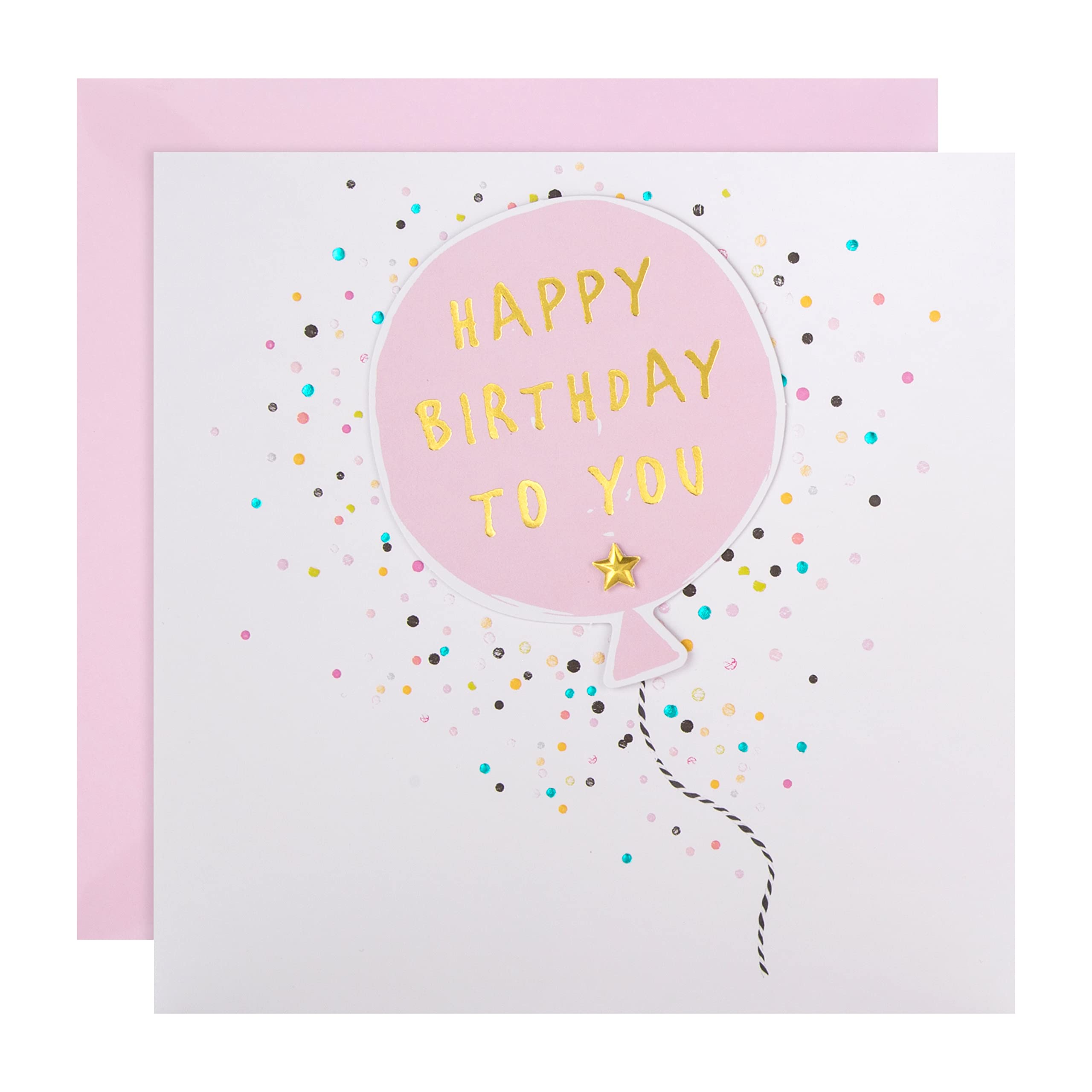 Hallmark Birthday Card - 3D Effect Balloon Design | 19.8cm x 19.8cm | Blank Inside
