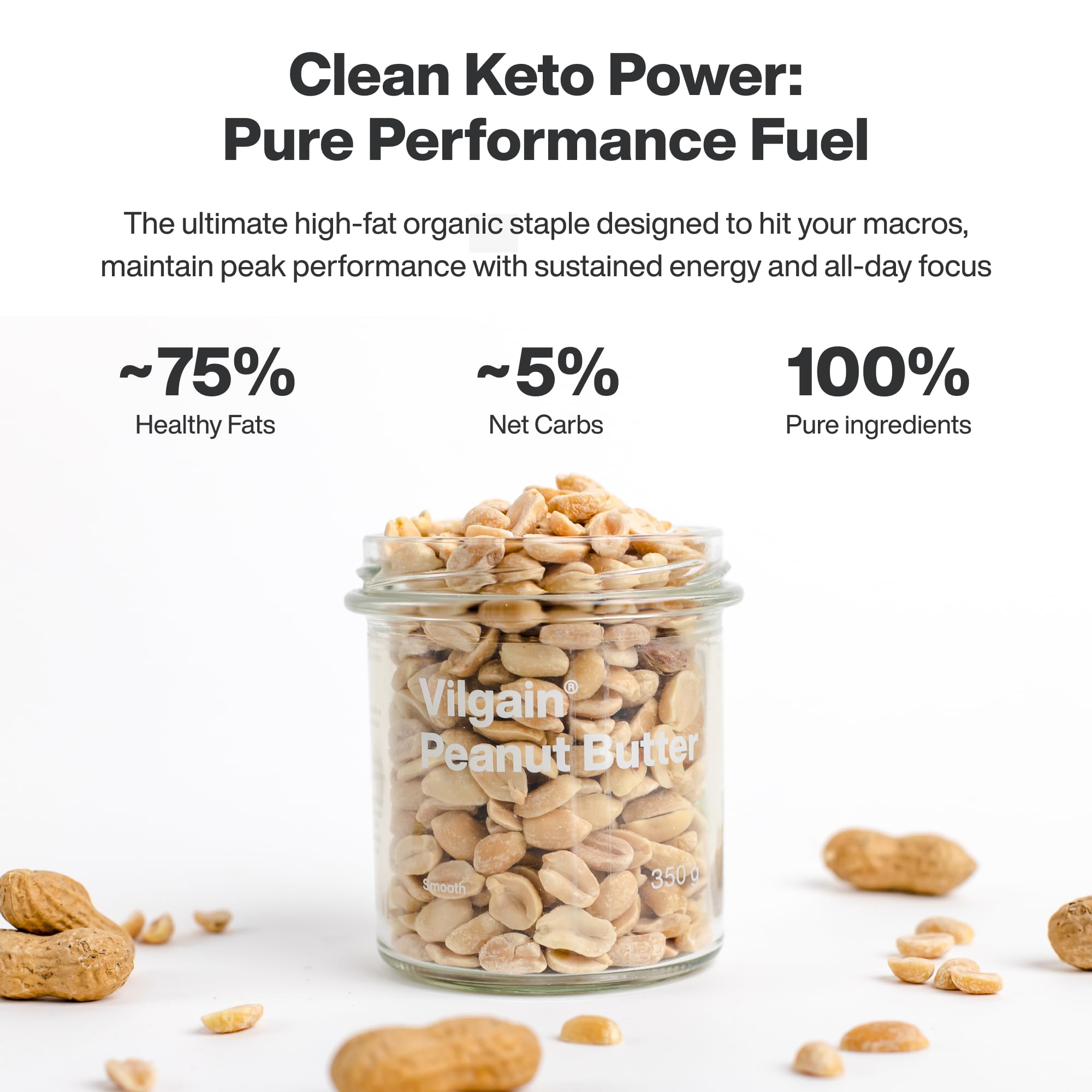 Vilgain 100% Peanut Butter Smooth - 1000g | High Protein (25g/100g) | No Added Sugar or Palm Oil 8