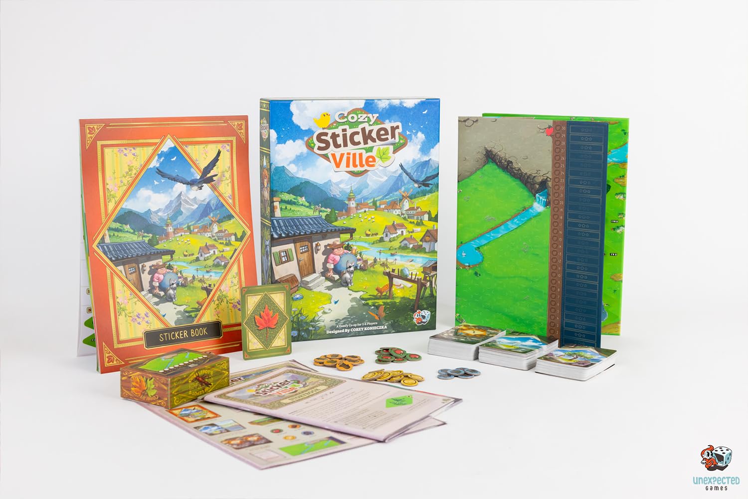 Asmodee Cozy Stickerville - Cooperative Family Board Game | Ages 8+ | 1-6 Players