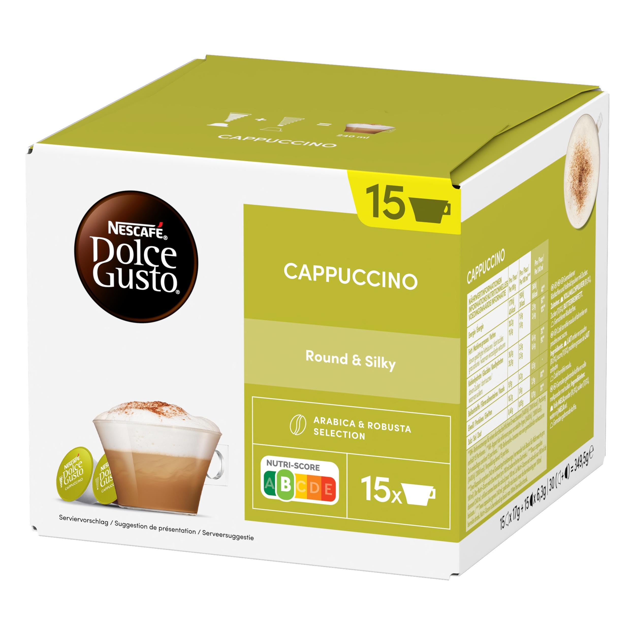 Nescafé Dolce Gusto Cappuccino Coffee Pods - 45 Servings (3 Boxes of 15)