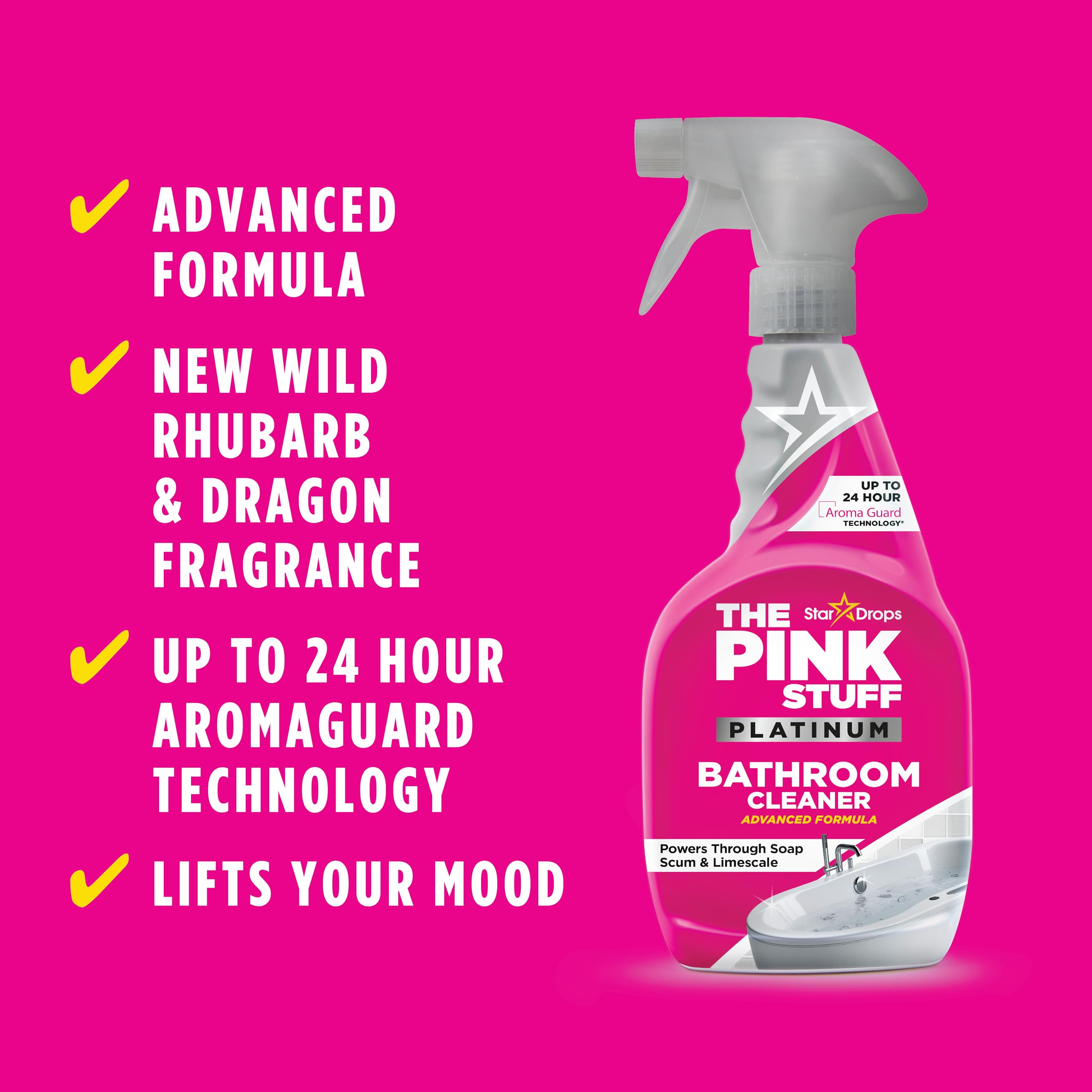 Stardrops The Pink Stuff Platinum Bathroom Foam Cleaner Spray 750ml - Limescale & Soap Scum Remover