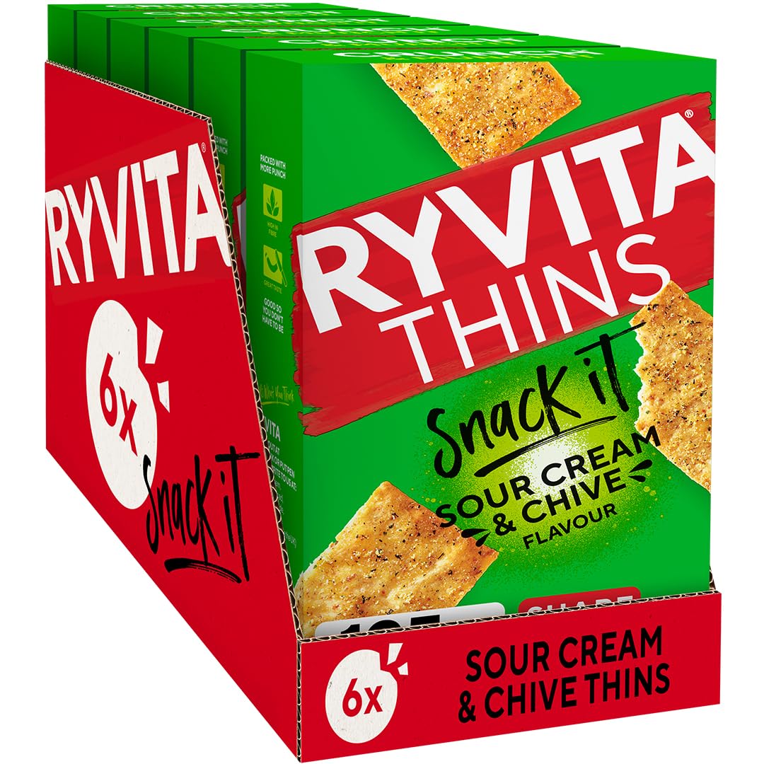 Ryvita Thins Snack It Sour Cream and Chive Flavour 125g Pack of 6 1