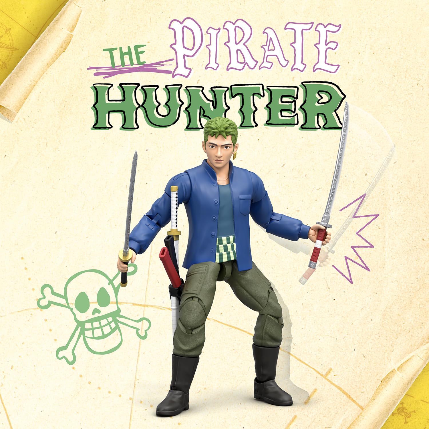 One Piece - Roronoa Zoro 6-inch Action Figure with 5 Accessories | 22 Points of Articulation 2