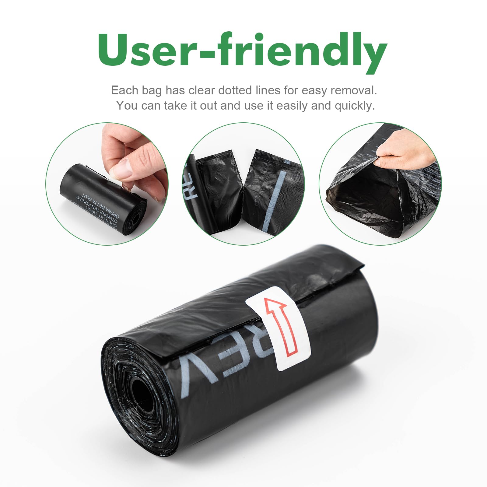REVER GH50 Unscented Dog Poop Bags - 300 Extra Thick Bags, Black, PE Material 5