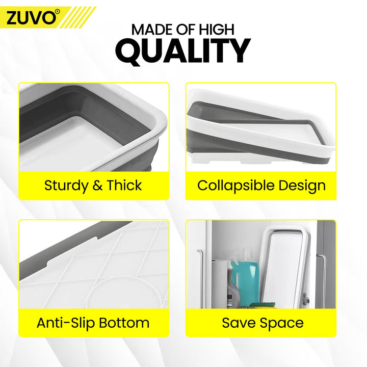 Zuvo - Collapsible Washing Up Bowl 10L Laundry Basket for Sink