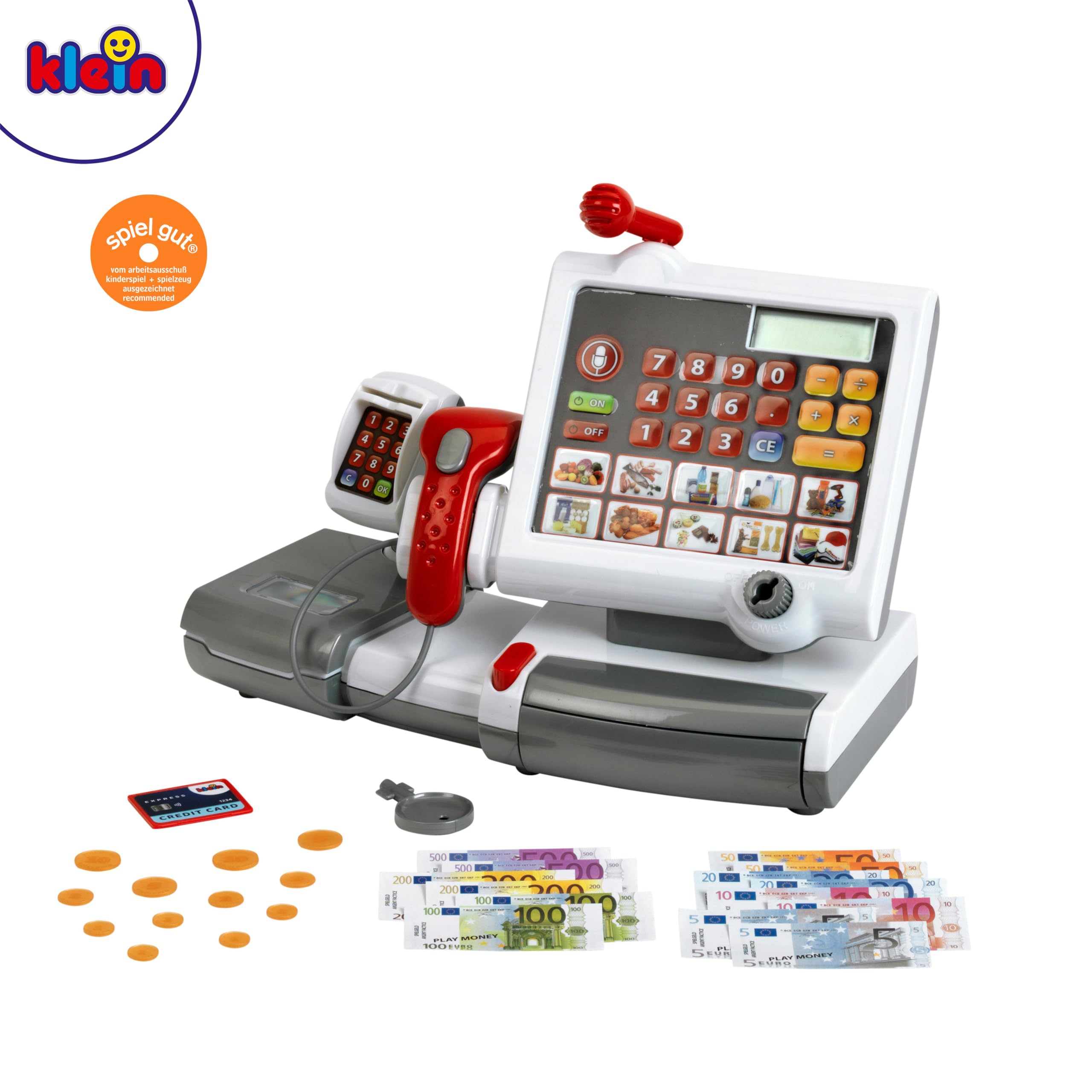Theo Klein Toy Cash Register 9356 with Scanner, Scales, Light & Sound | Ages 3+ 5