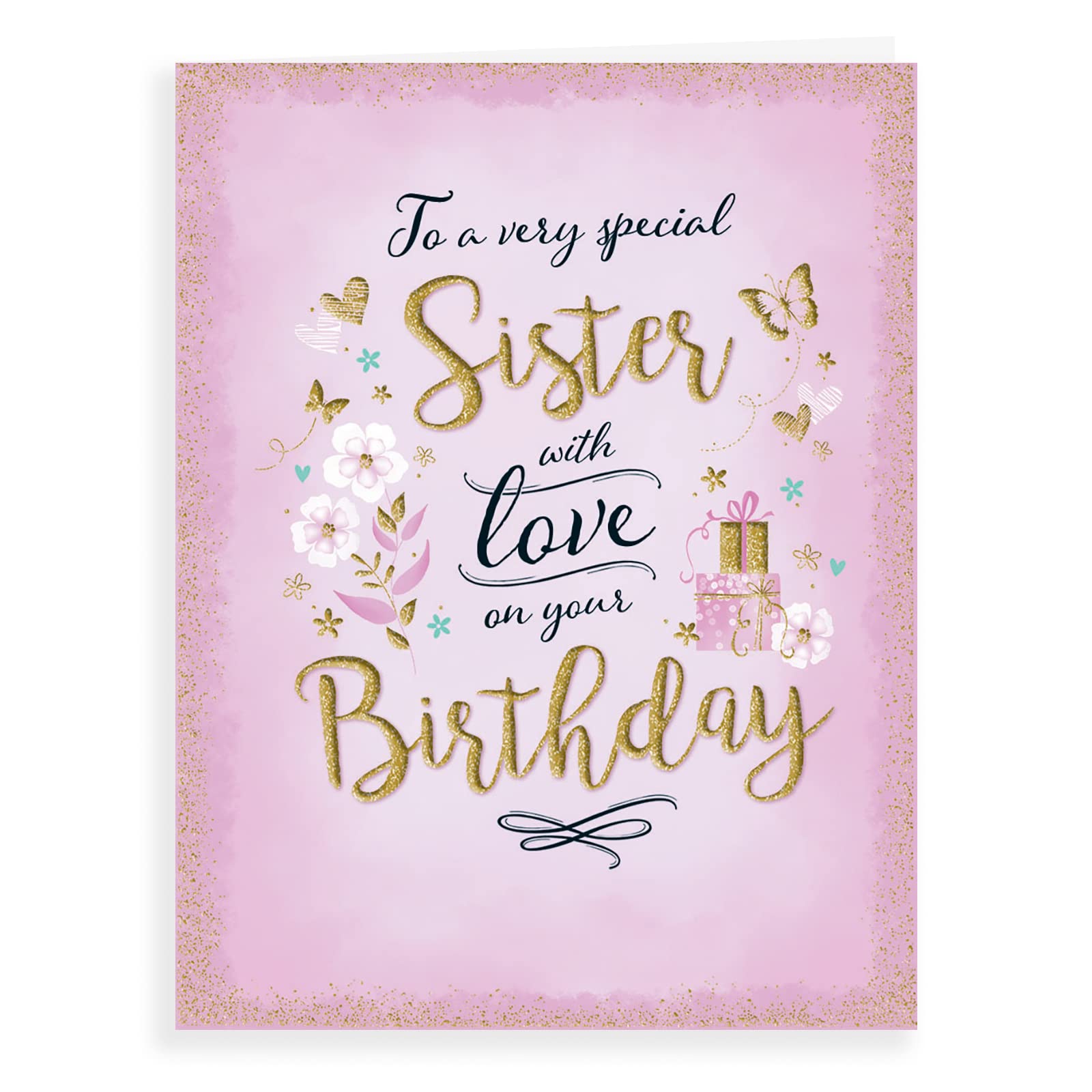 Piccadilly Greetings Sister Birthday Greeting Card - 8 x 6 Inches | Pre-Printed Message