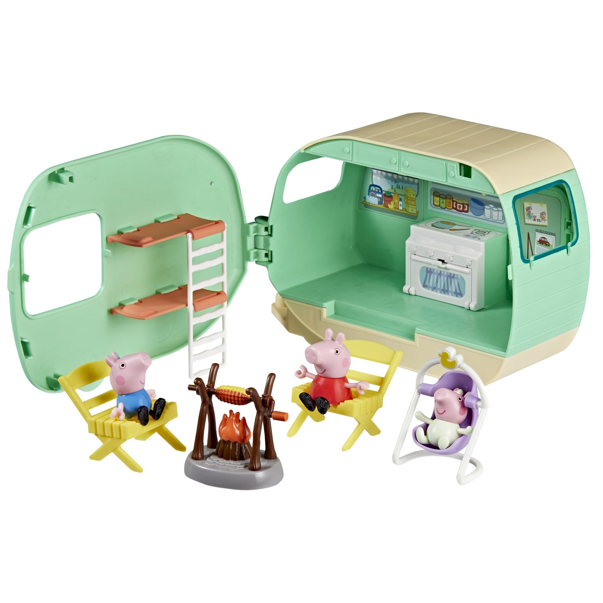 Peppa Pig Three Little Piggies Caravan Playset with 3 Figures - Ages 3+ 1