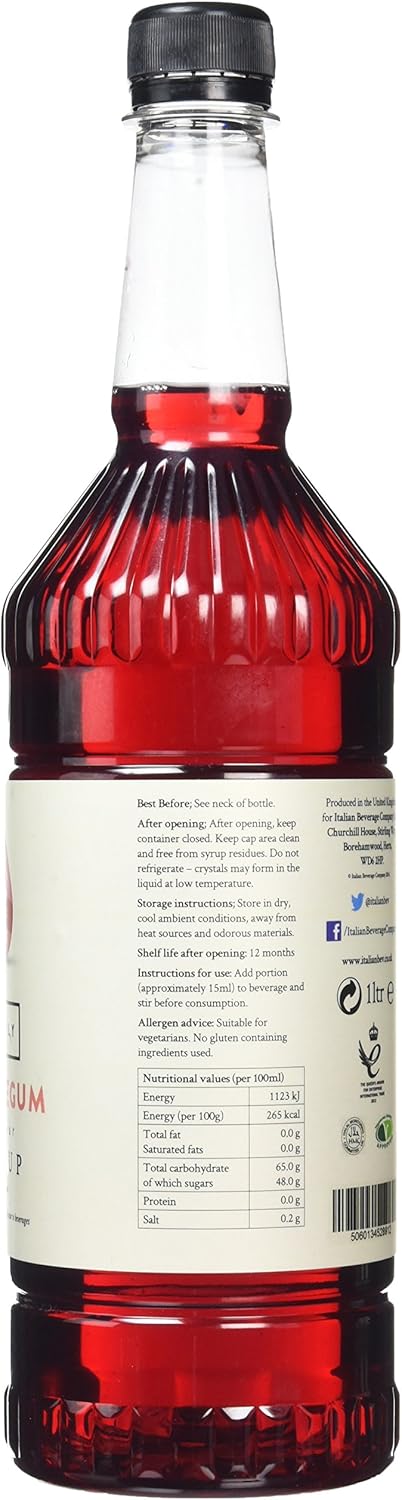 Simply - Bubblegum Syrup 1 Litre, Vegan & Nut Free Flavoured Syrup for Drinks & Baking