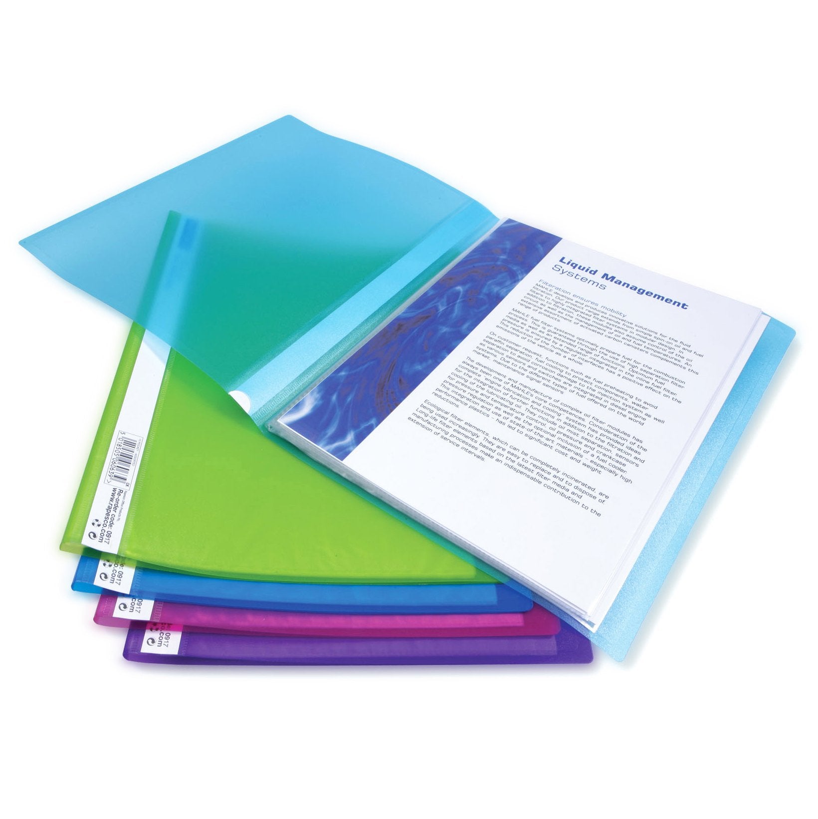 Rapesco 0915 Flexible Display Book - 10 Pockets, A4, Assorted Colours, Pack of 10 1