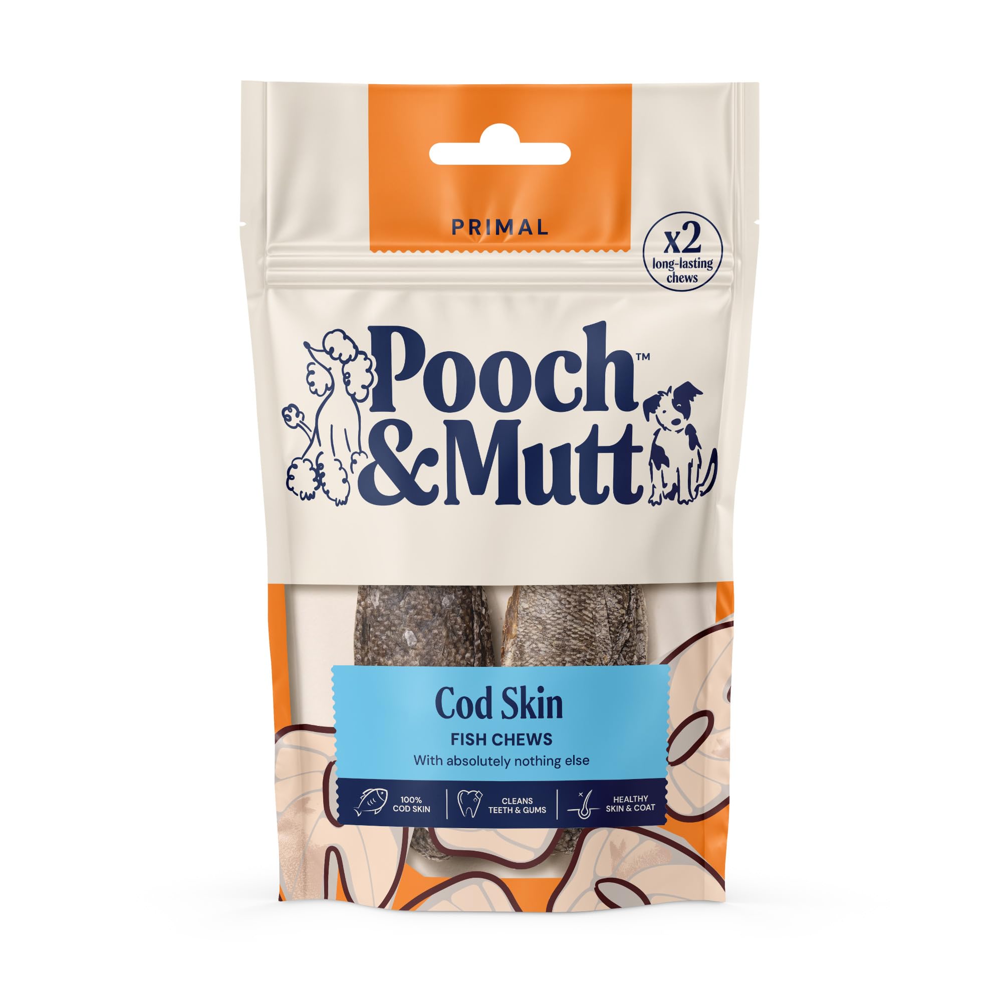 Pooch & Mutt Cod Hide Dental Sticks - Rawhide-Free Chew for Dogs | 90g Pouch