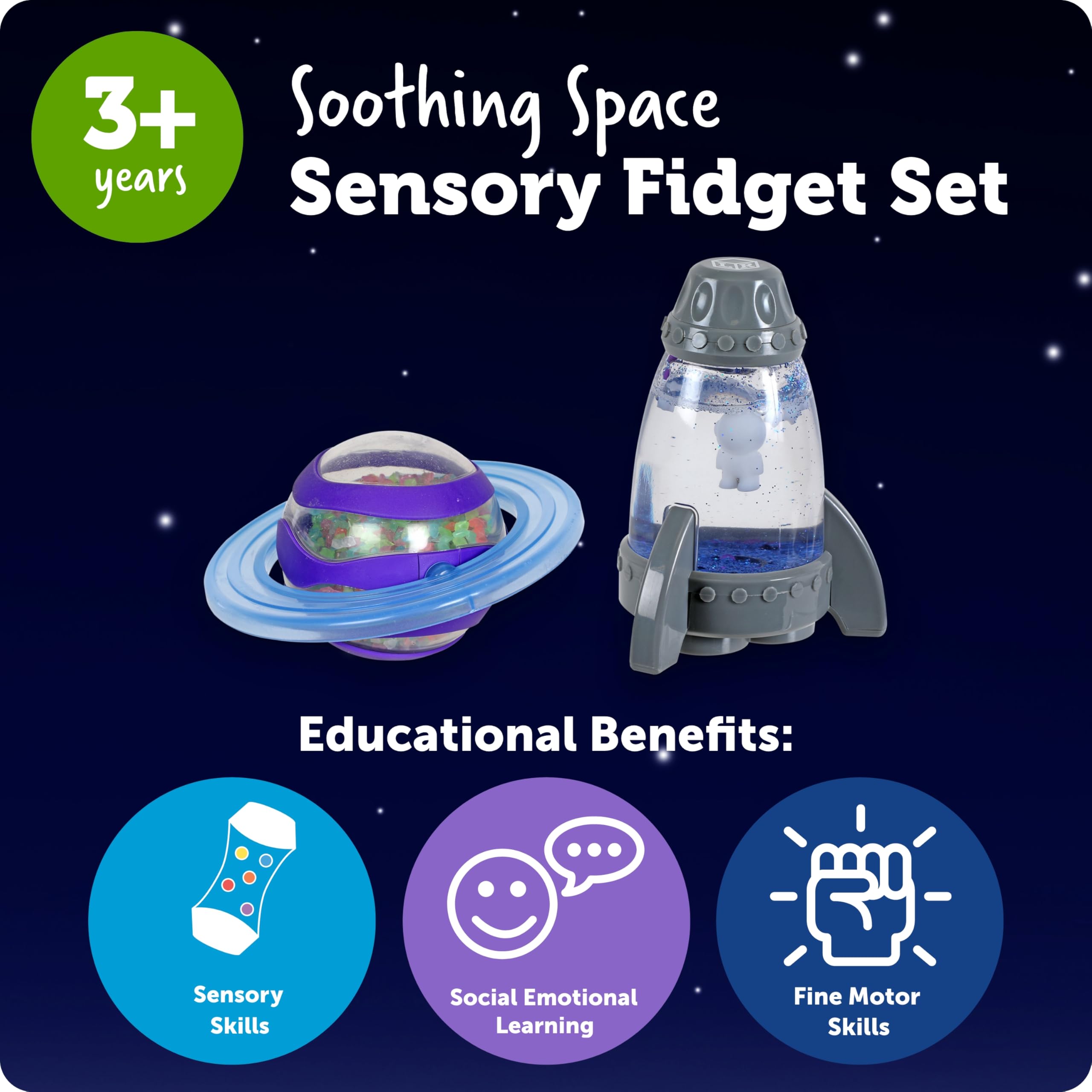 Learning Resources Soothing Space Sensory Fidget Set - Glow in the Dark Fidget Toys for Ages 3+ 2