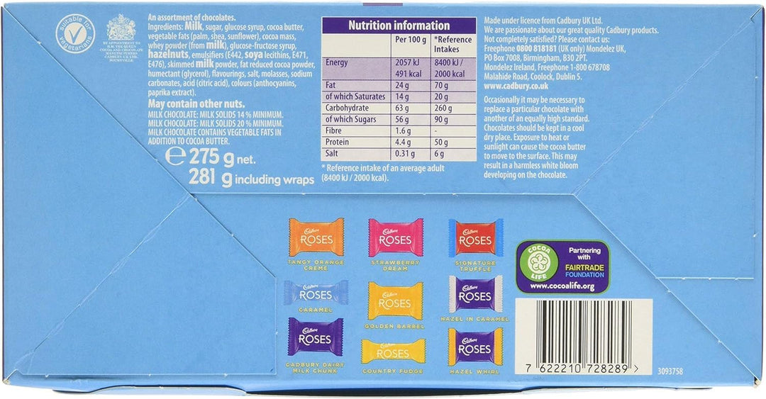 Cadbury Roses Assorted Miniature Milk Chocolates - Gift Carton 275g