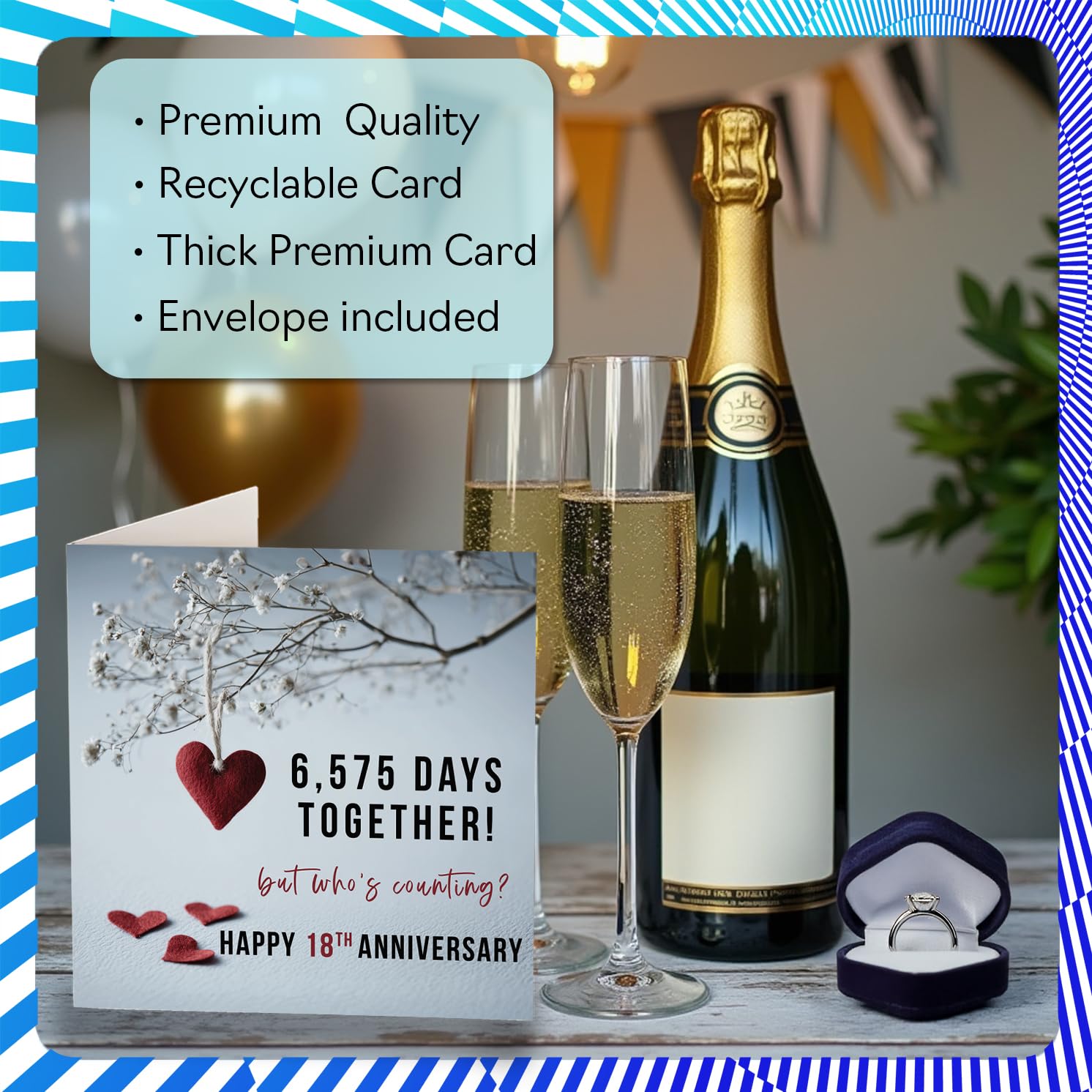 Stuff4 18th Anniversary Card for Women & Men | 6575 Days Together | 145mm Greeting Card 3