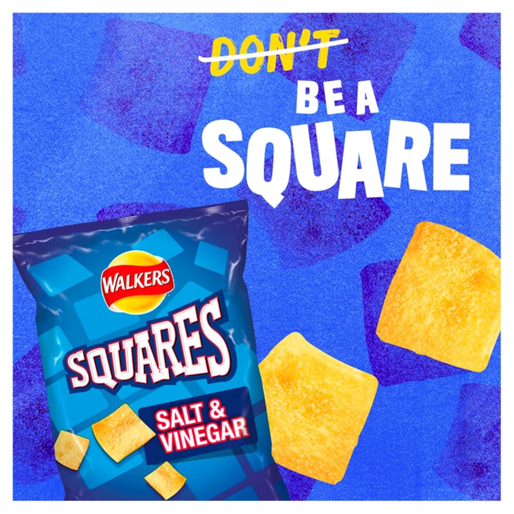 Walkers Squares Salt & Vinegar Potato Snacks 27.5g - 32 Pack
