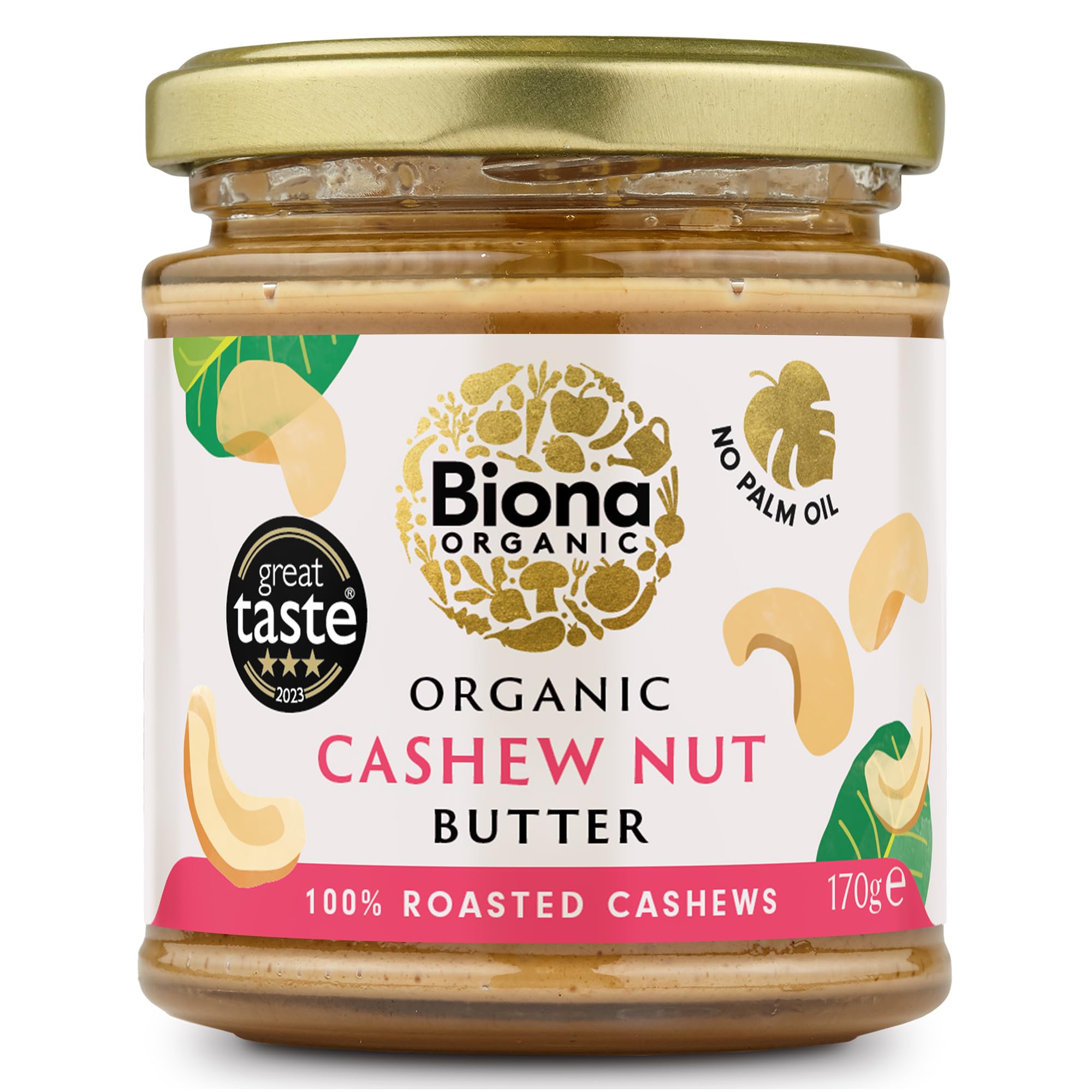 Biona Organic Smooth Cashew Nut Butter - 170g | Source of Protein & Fibre