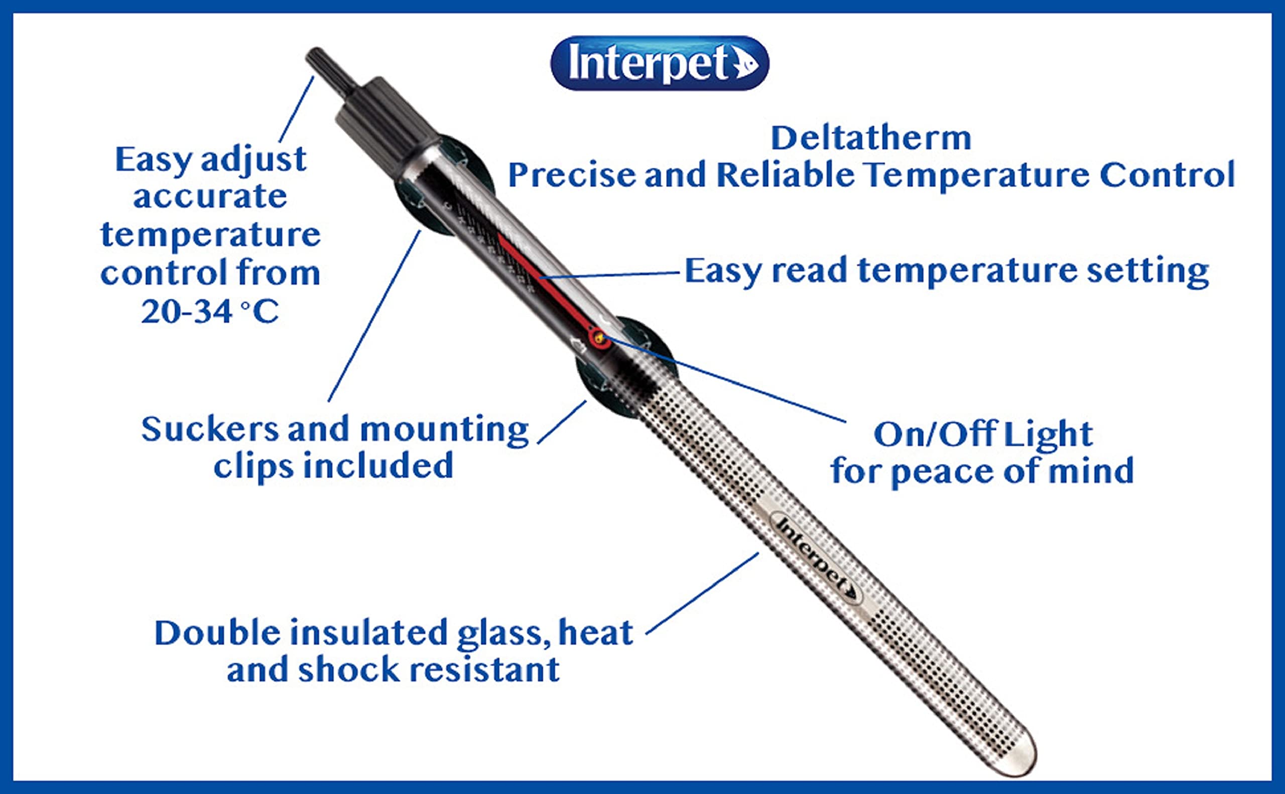 Interpet Deltatherm Aquarium Heater - 300W | Tropical & Marine | Up to 270 Litres