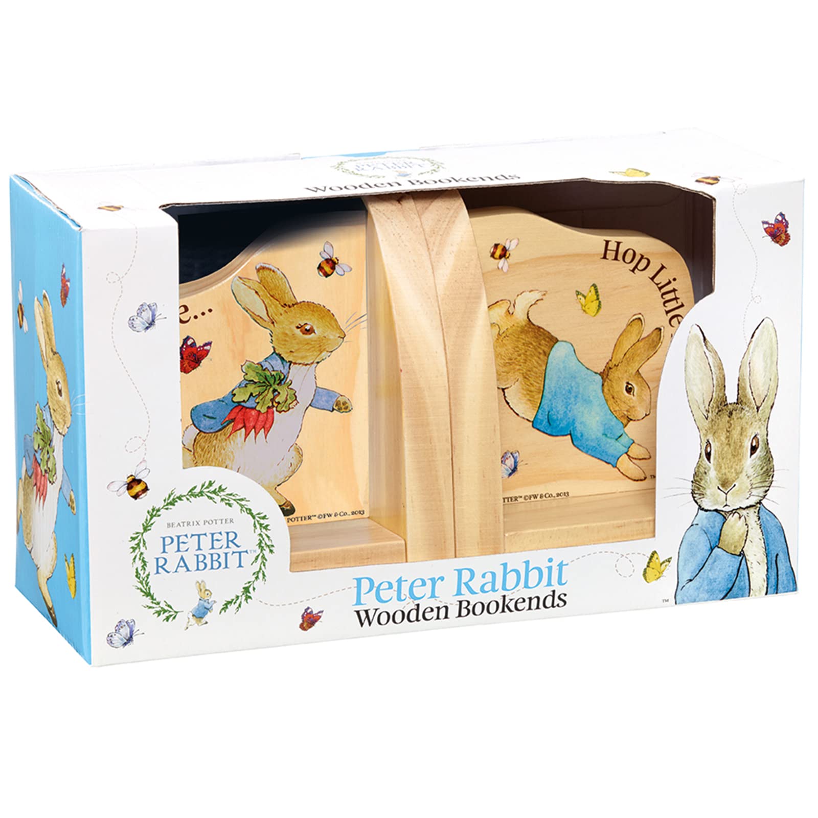 Rainbow Designs Peter Rabbit Wooden Bookends - Nursery Decor | Rubber Wood | Set of 2