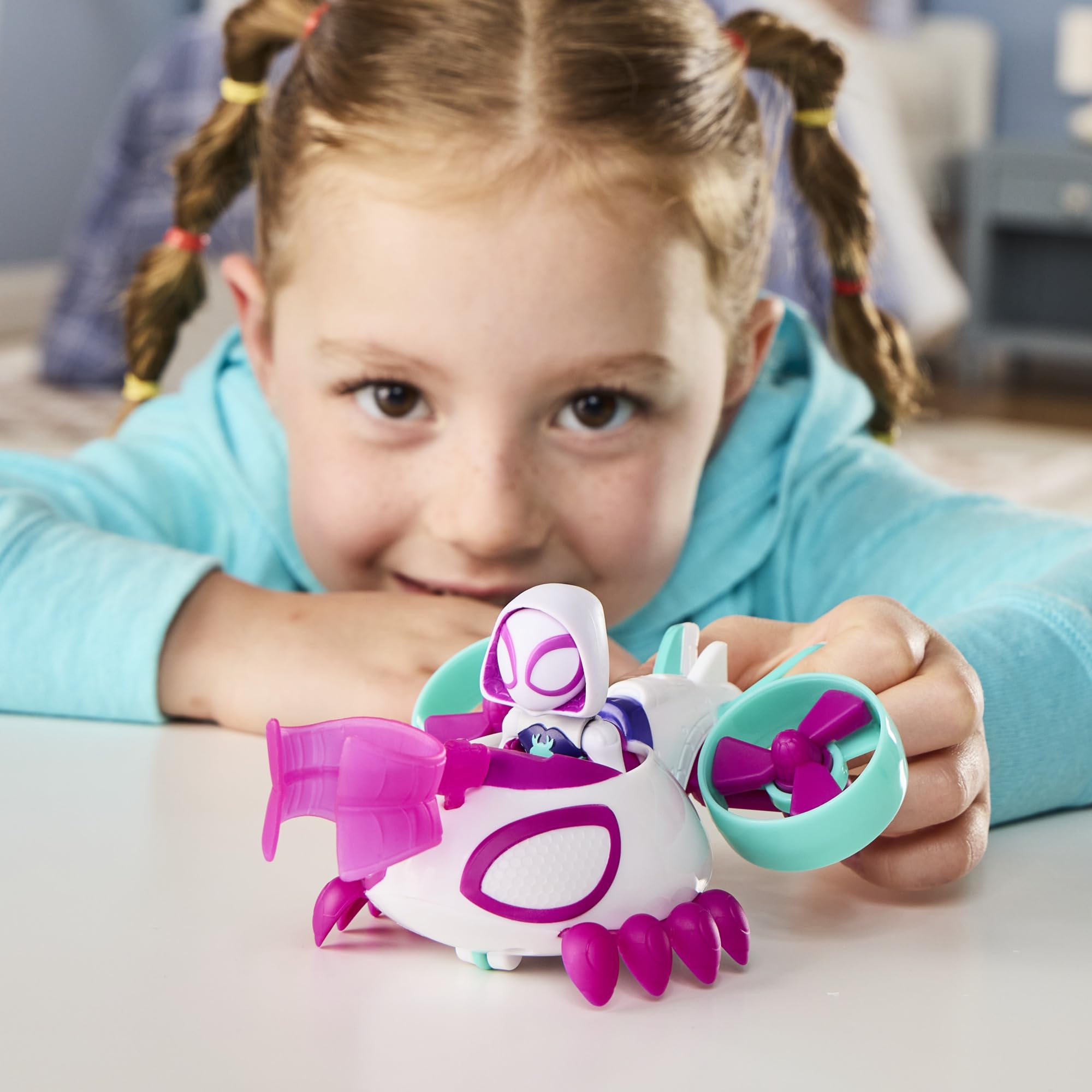 SPIDEY AND HIS AMAZING FRIENDS Ghost-Spider Copter Toy Vehicle with 3-inch Poseable Figure | Ages 3+ 7