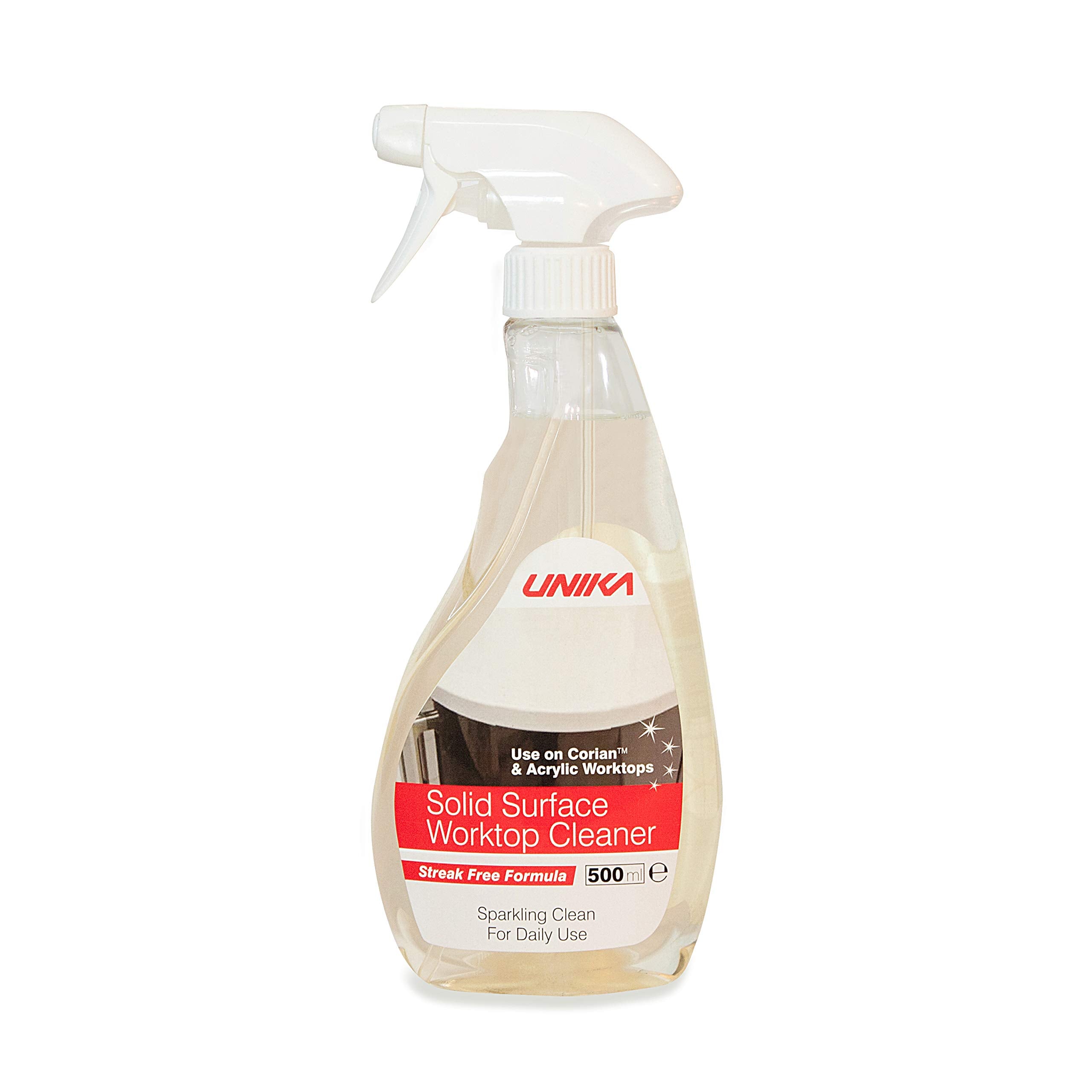 Unika Solid Surface Worktop Cleaner - Non-Abrasive Daily Spray for Composite & Acrylic Surfaces, 500ml