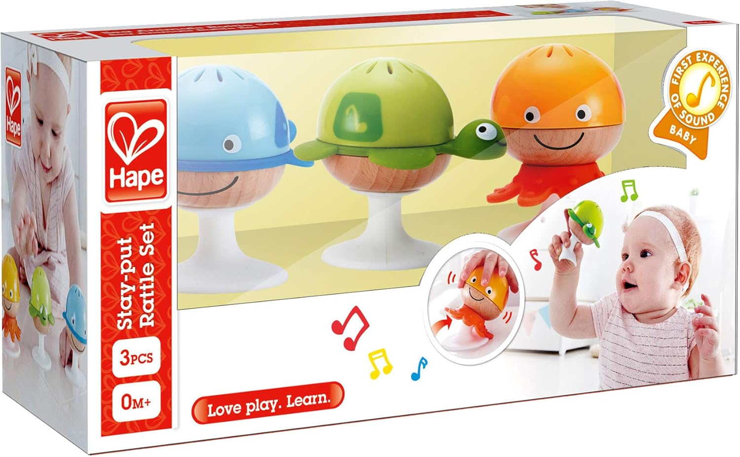 Hape Stay-Put Rattle Set - 3 Sea Animal Suction Rattles for Babies 5