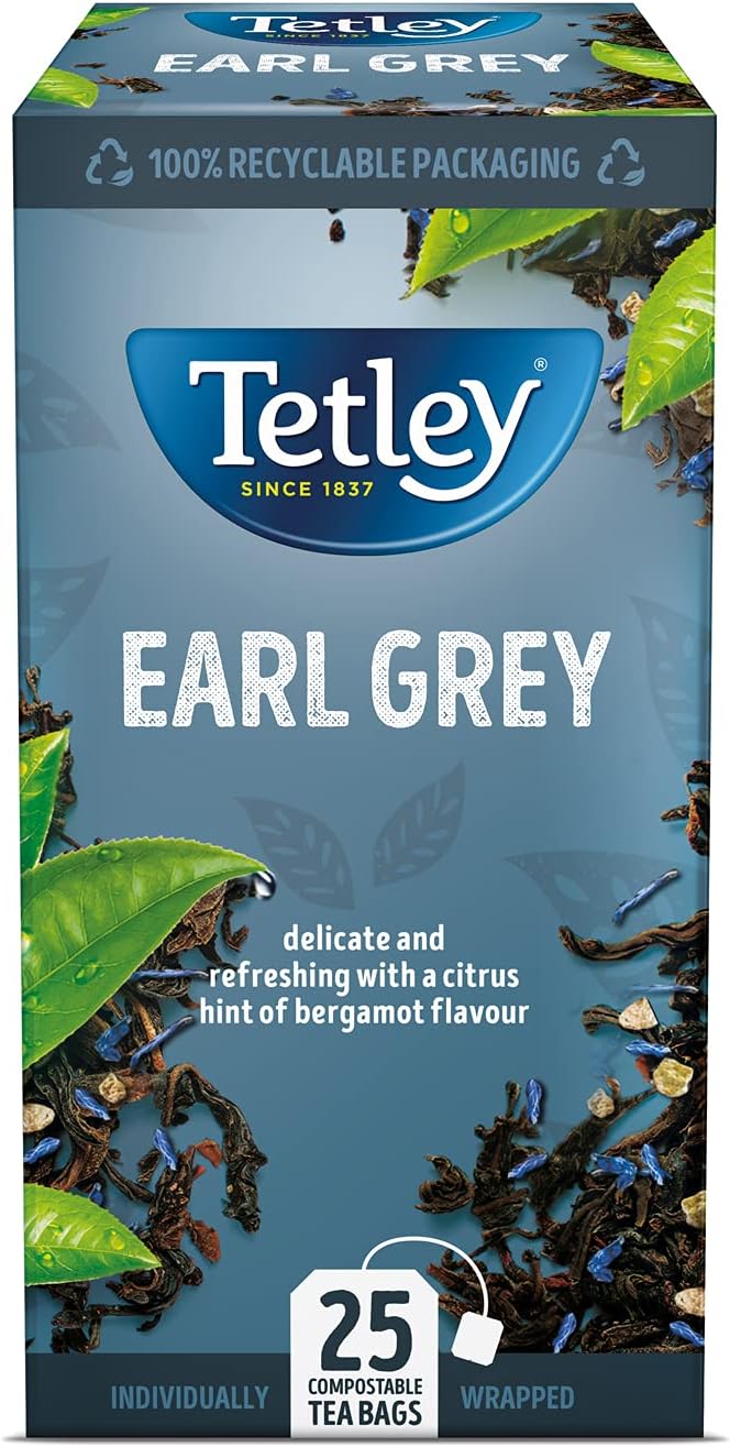 Tetley - Earl Grey Tea Black Tea, 150 Teabags (6 x 25)