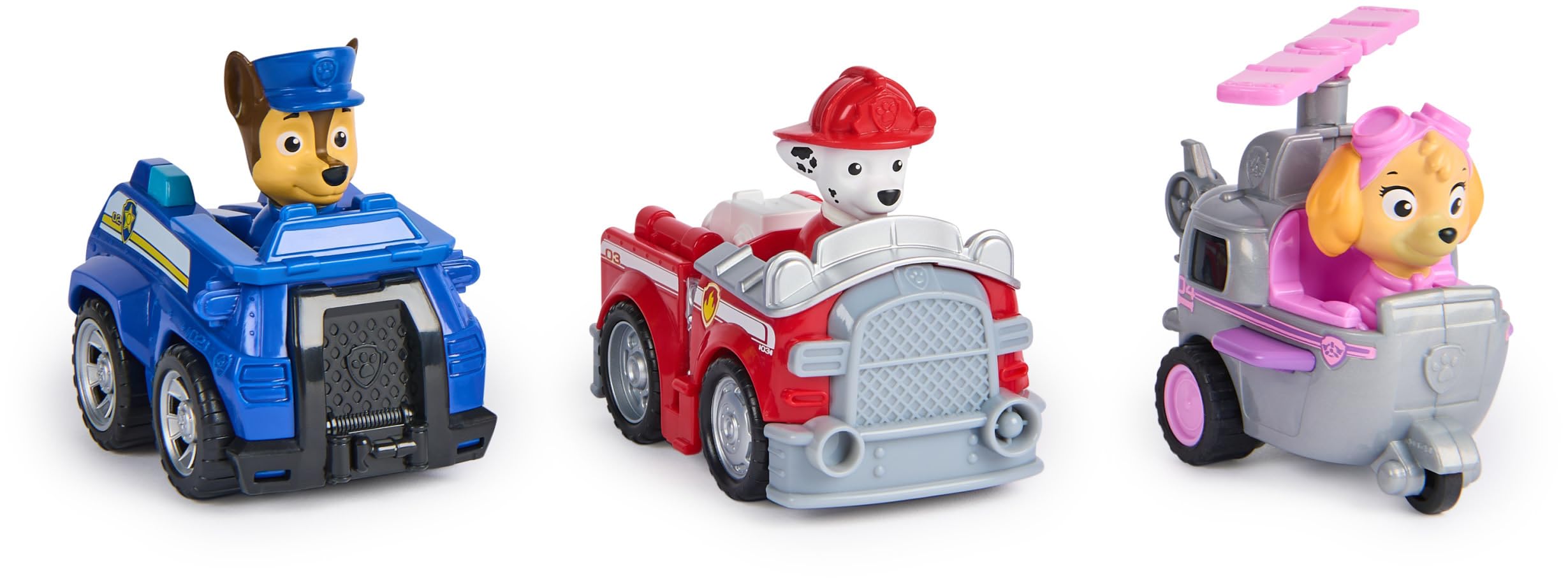 Paw Patrol Deluxe Rescue Racers Triple Pack (Chase, Marshall, Skye) | Pull-Back Action | Ages 3-9