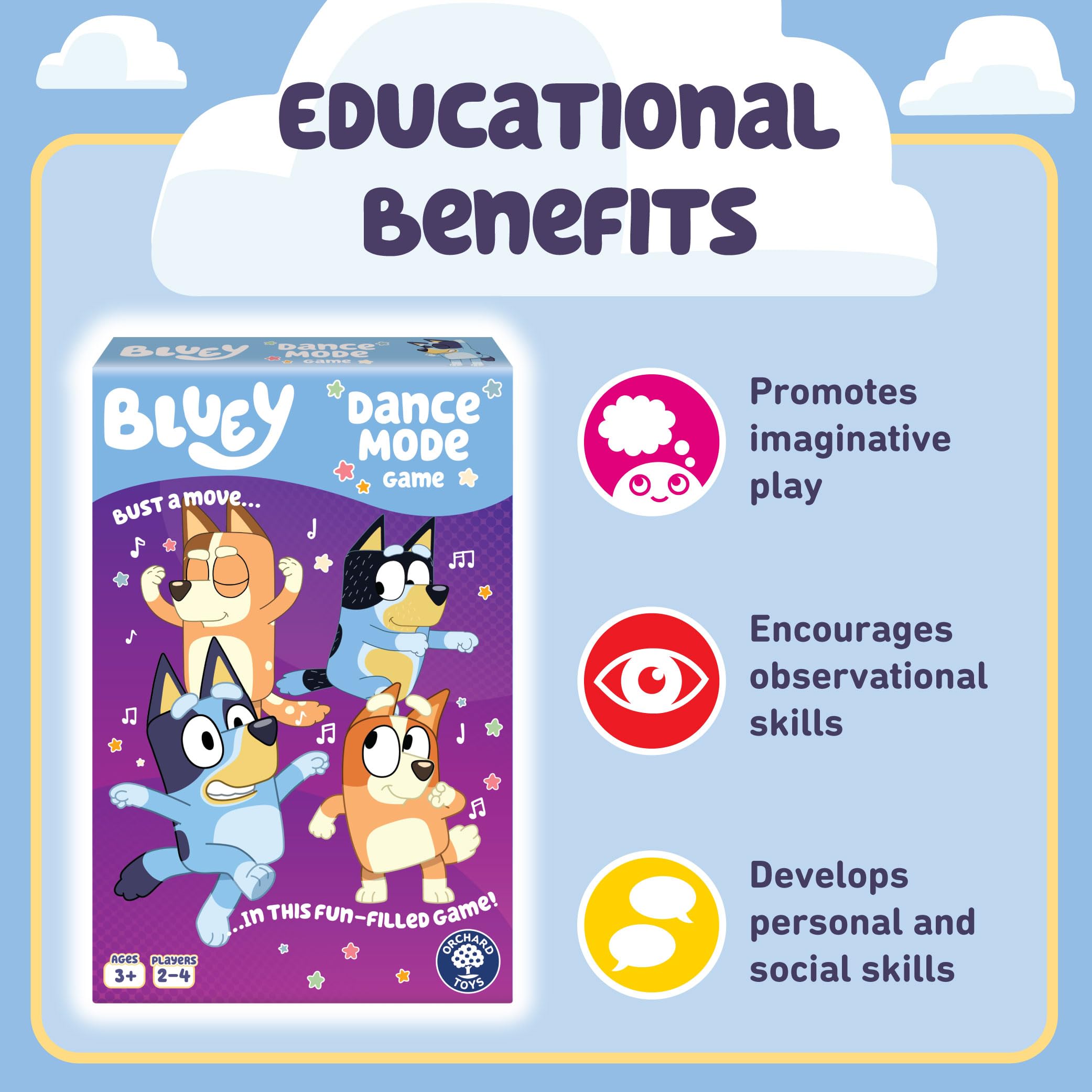 Orchard Toys Bluey Dance Mode Game | Active Card Game for Ages 3+ | Includes 27 Cards & Spinner 4